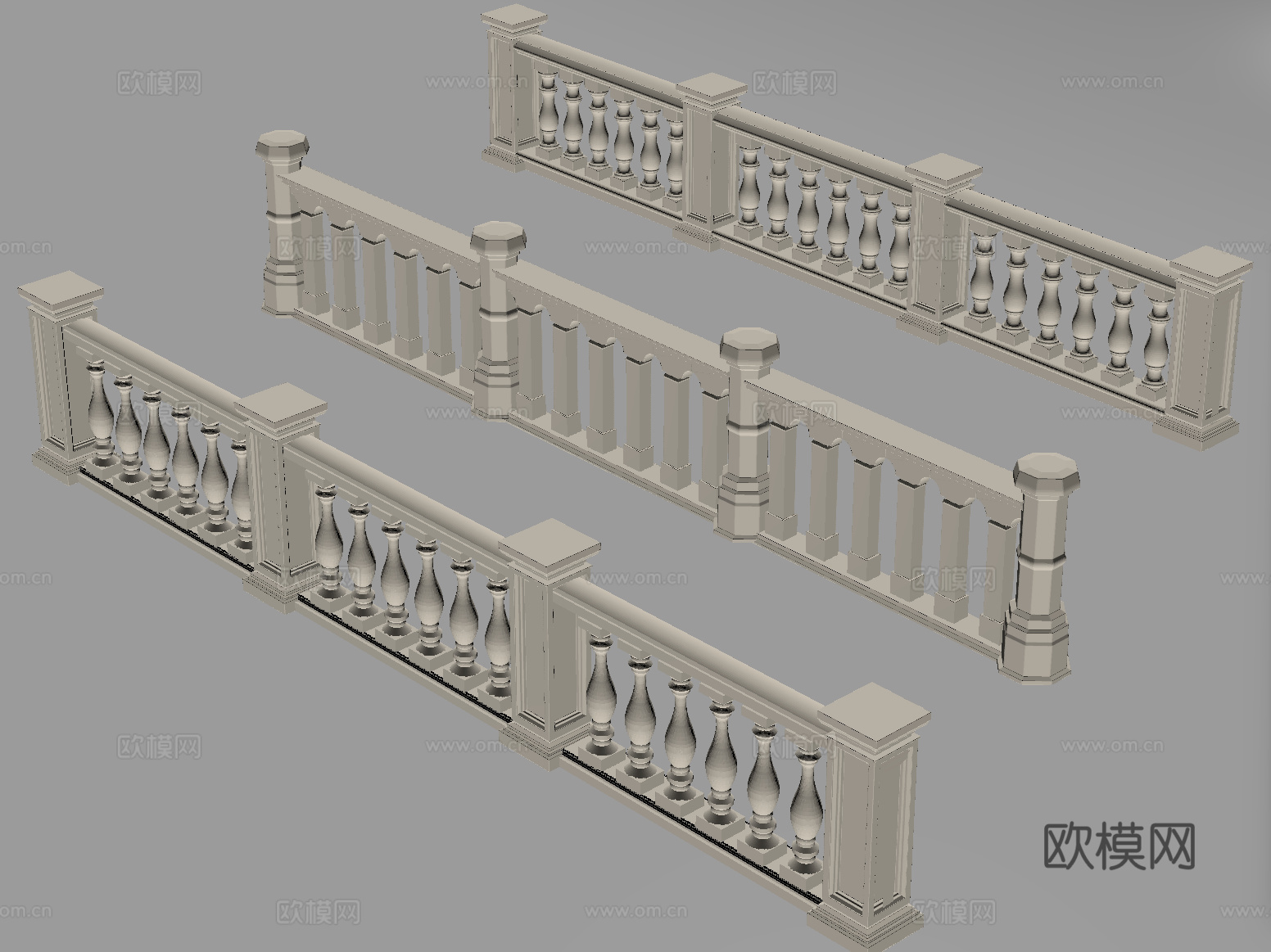 欧式围栏 护栏 阳台护栏 石材栏杆su模型