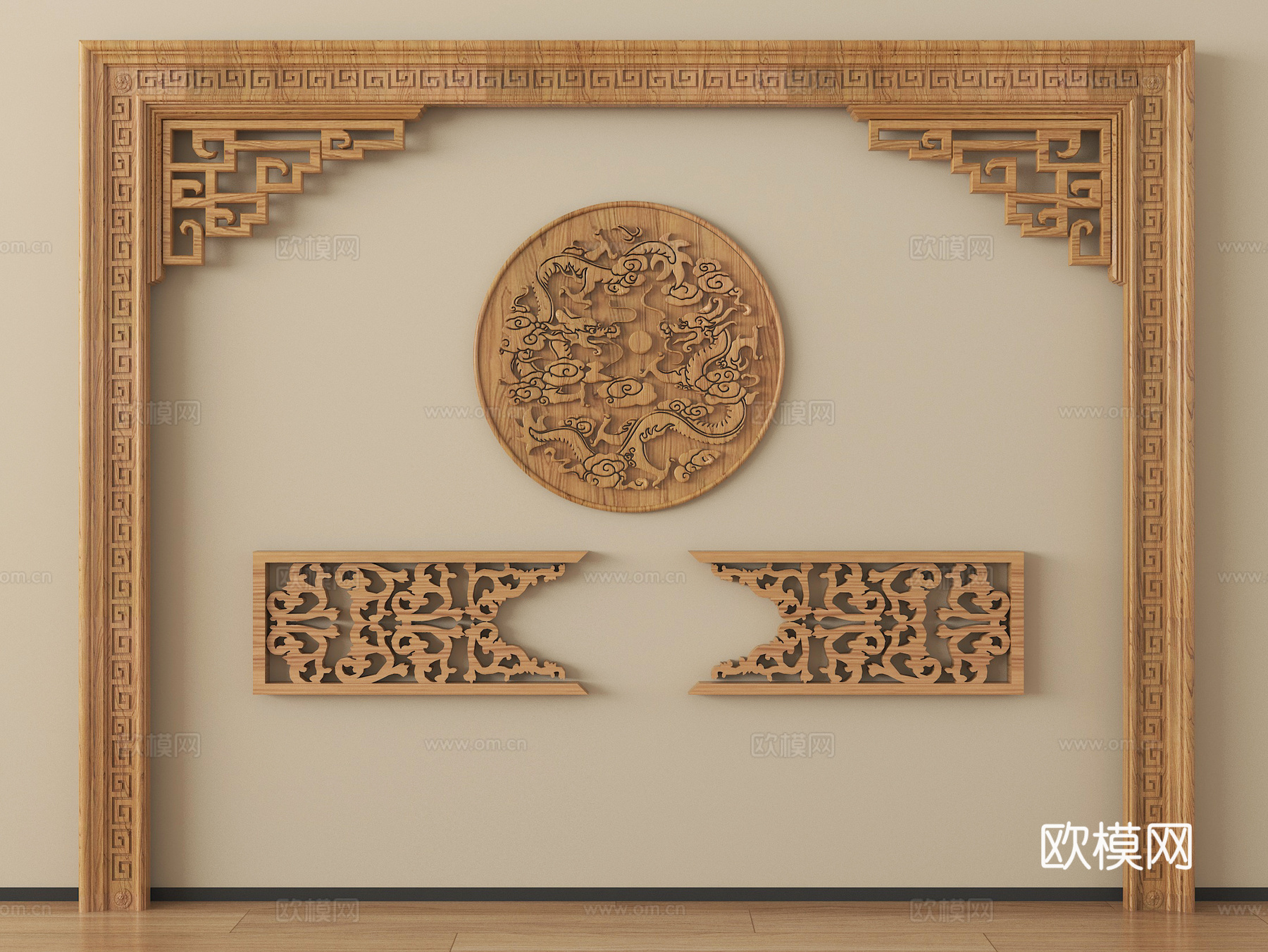 新中式门套垭口 雕花 角花su模型