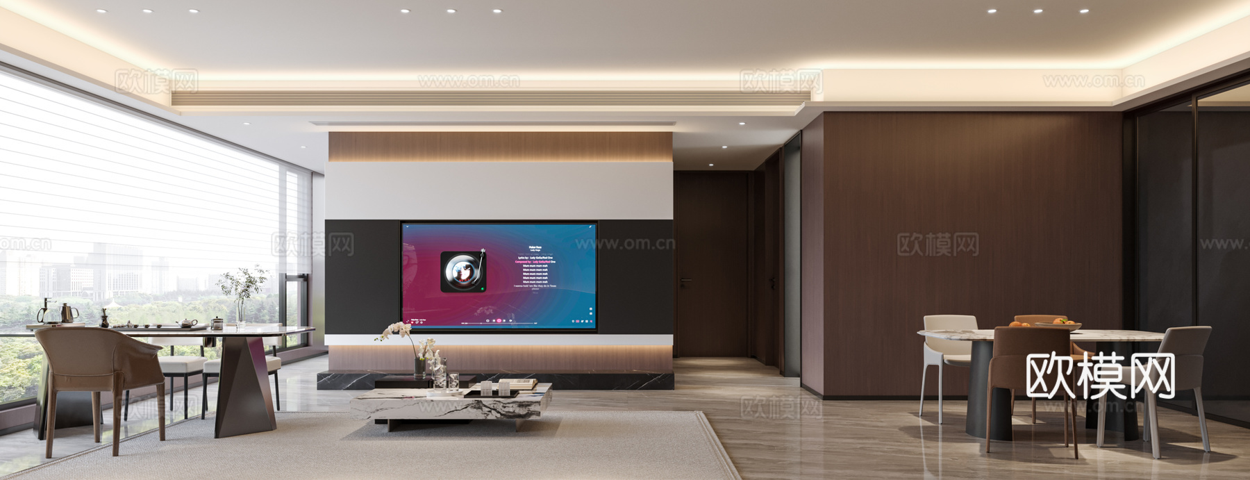 现代客餐厅3d模型下载（渲染图1）
