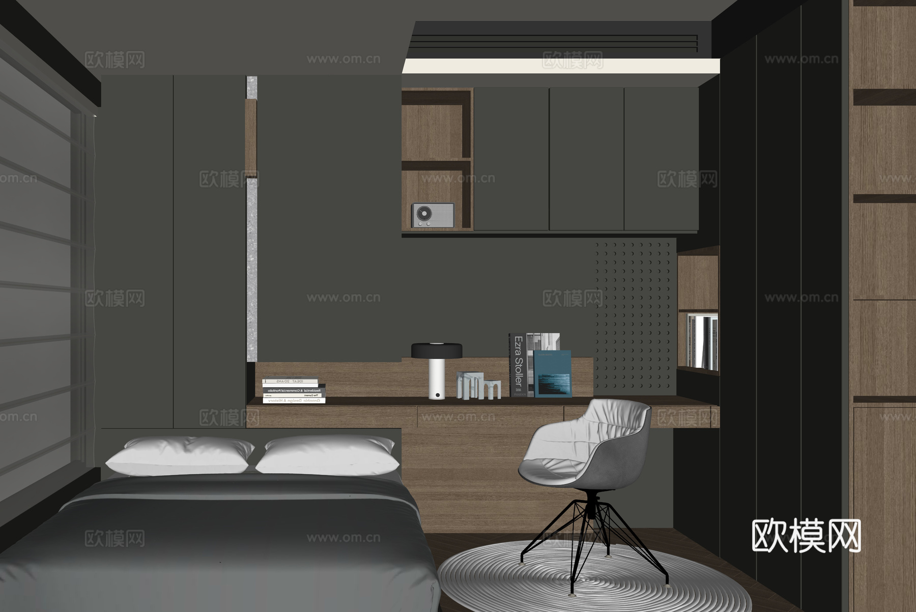 现代榻榻米卧室su模型