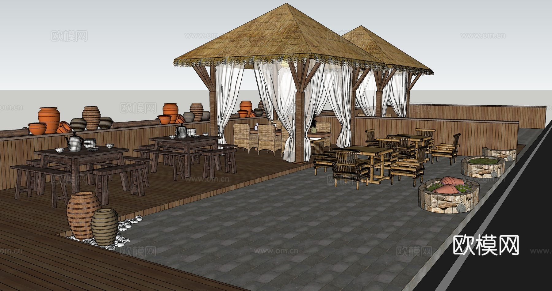 乡村院落su模型