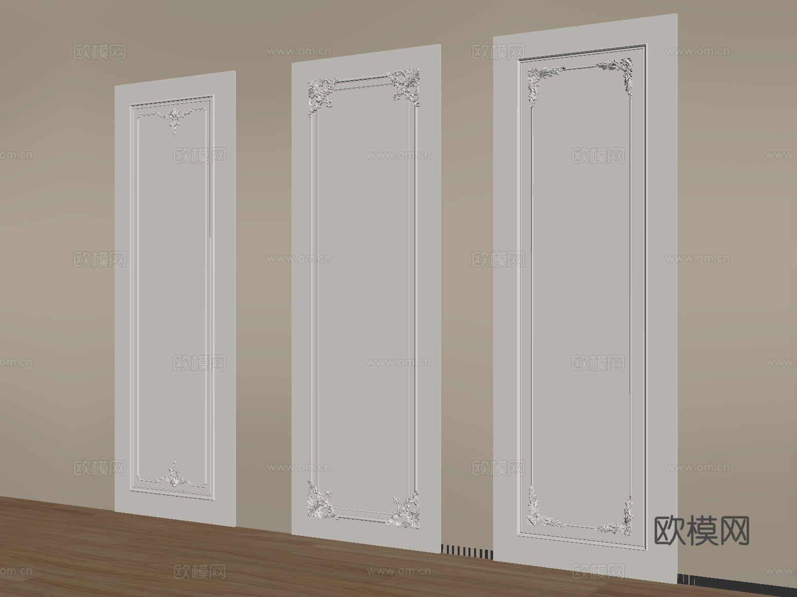 法式护墙板 雕花护墙板 角花su模型