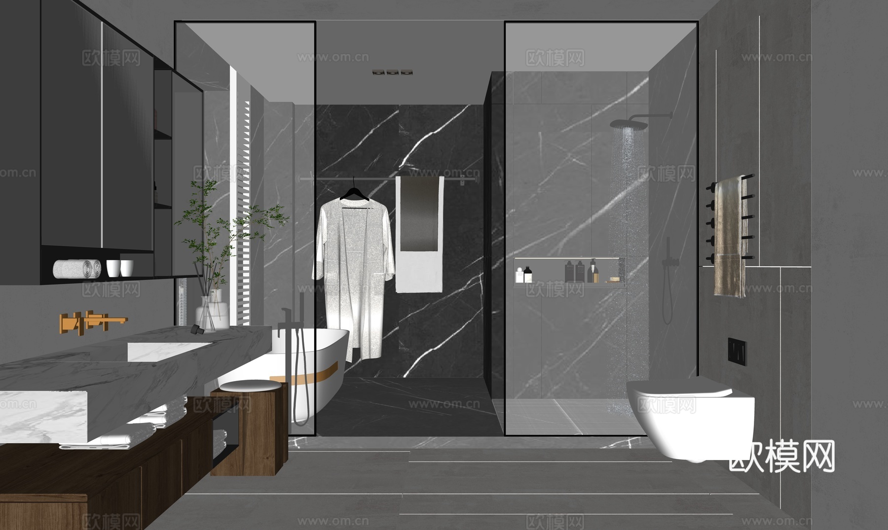 现代家居卫生间su模型