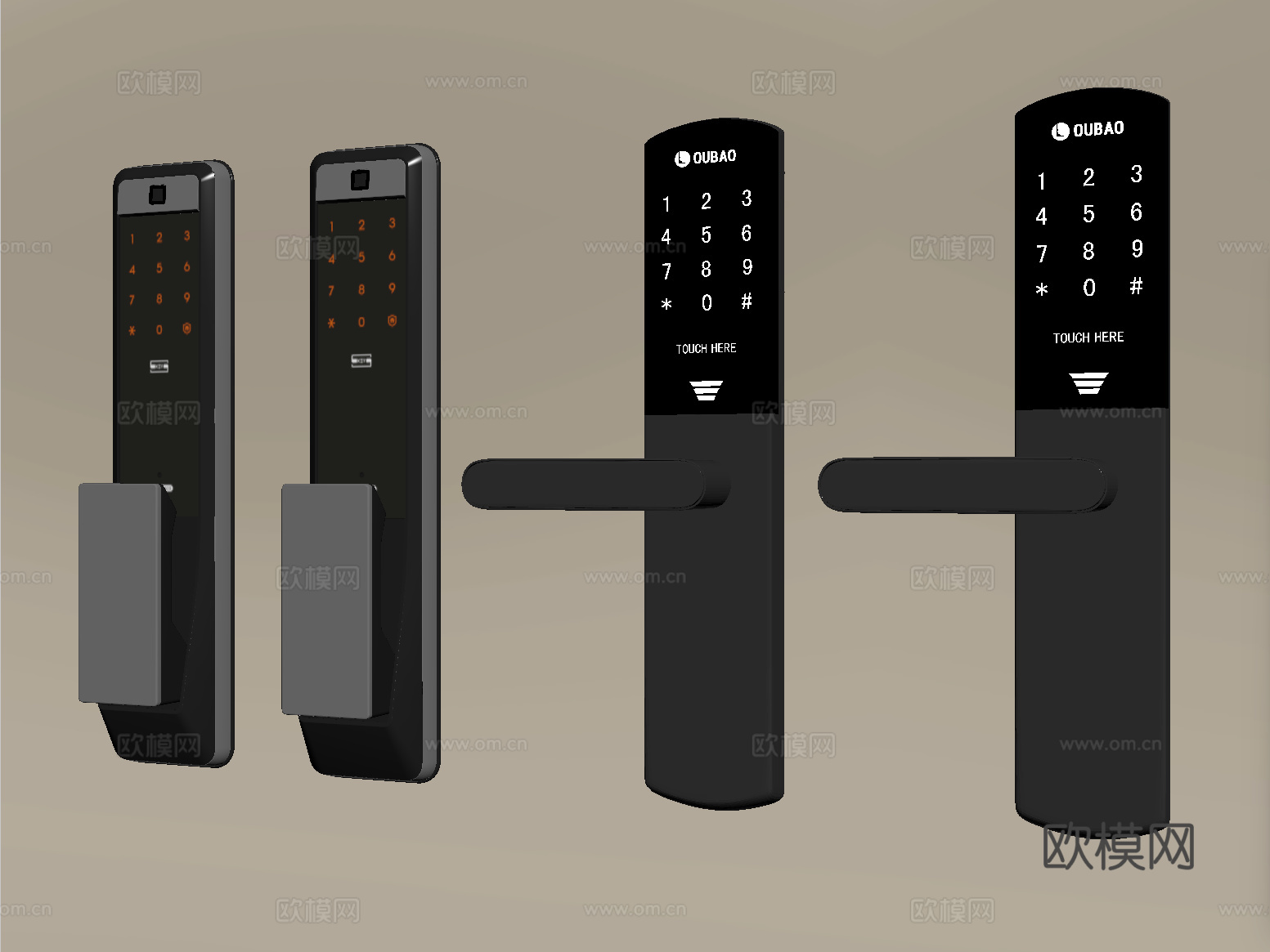 现代指纹锁 智能锁 密码锁su模型