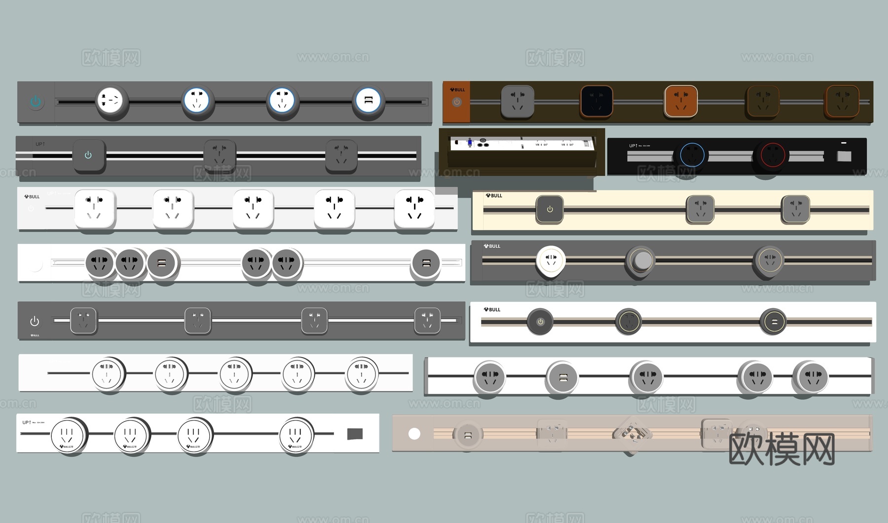 现代风格轨道插座厨房插座五孔插座su模型