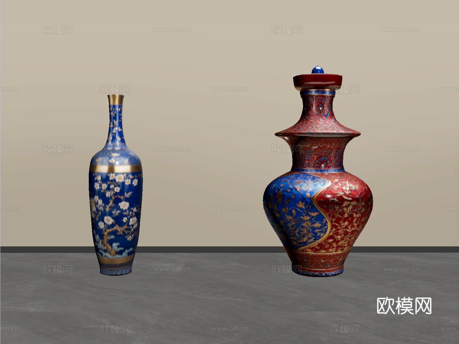 中式陶瓷花瓶摆件su模型