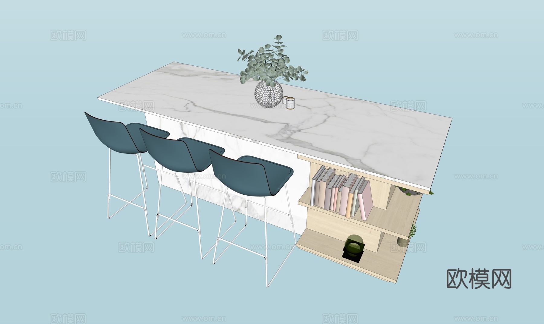 现代水吧台su模型