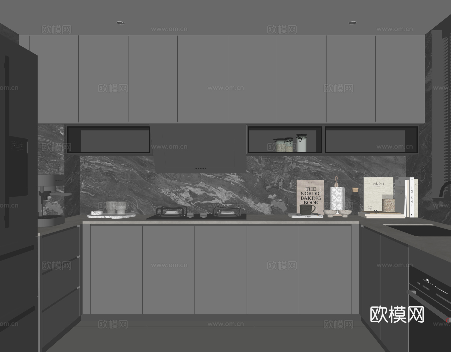 现代家居厨房su模型