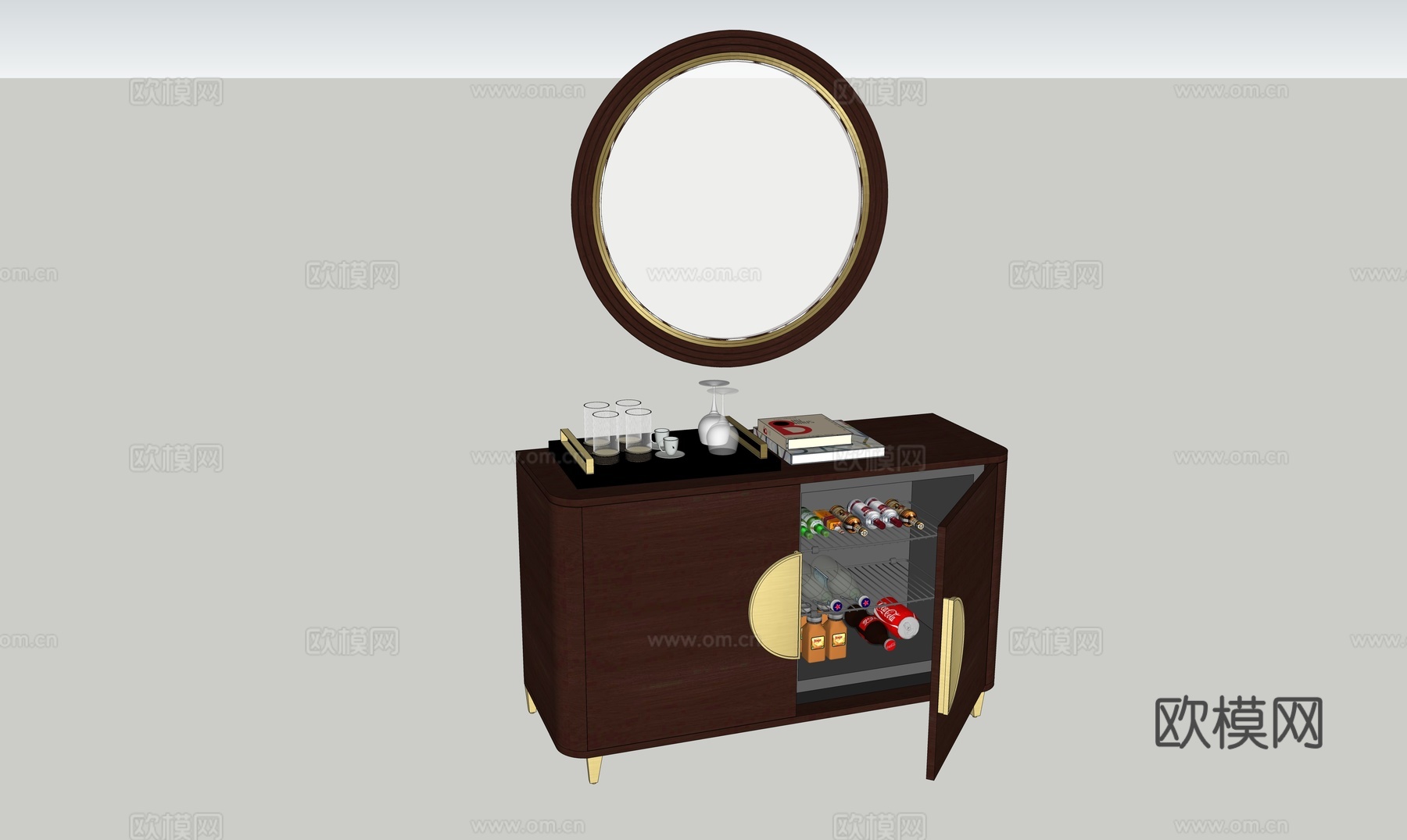 新中式浴室柜洗手盆su模型