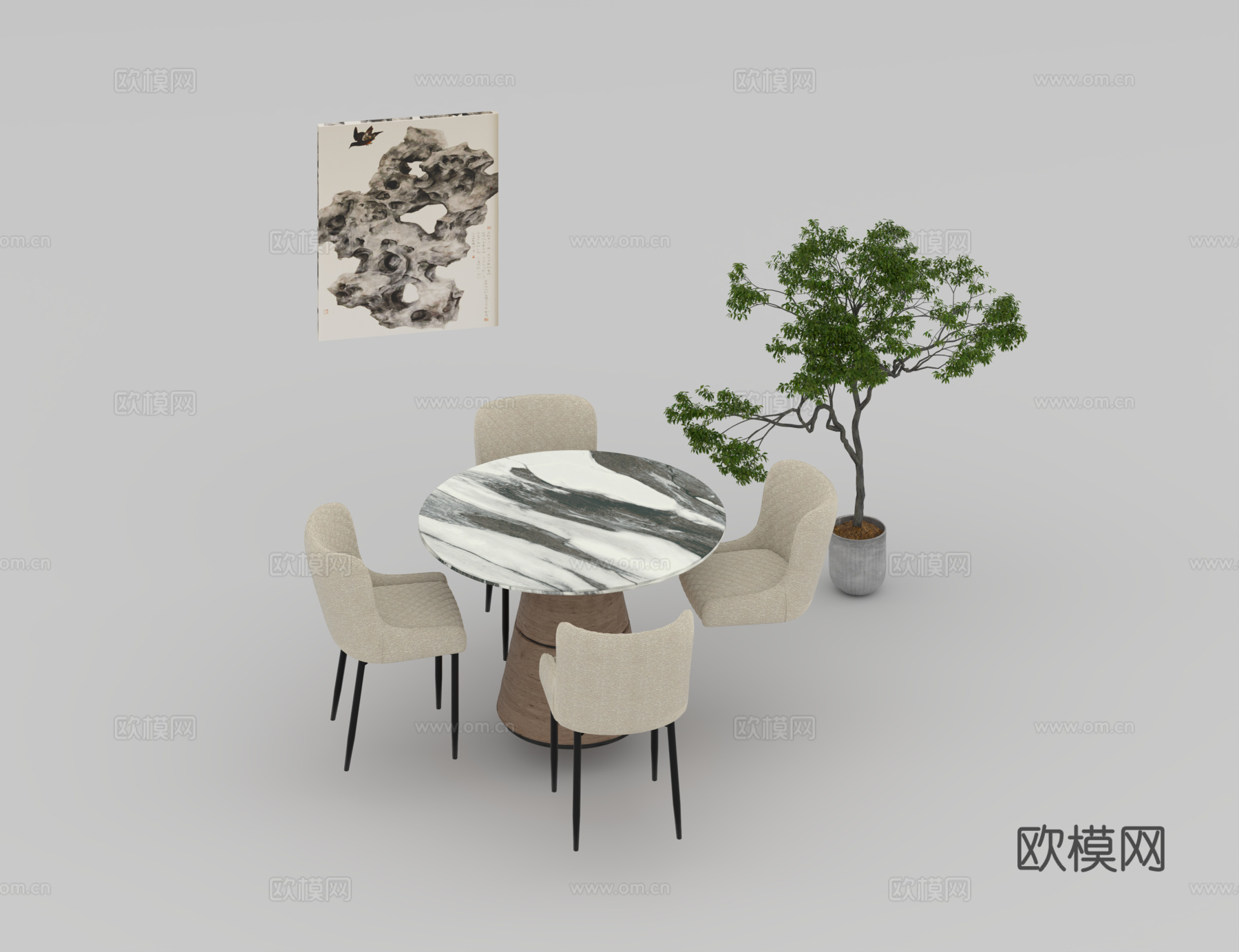 餐桌组合3d模型下载