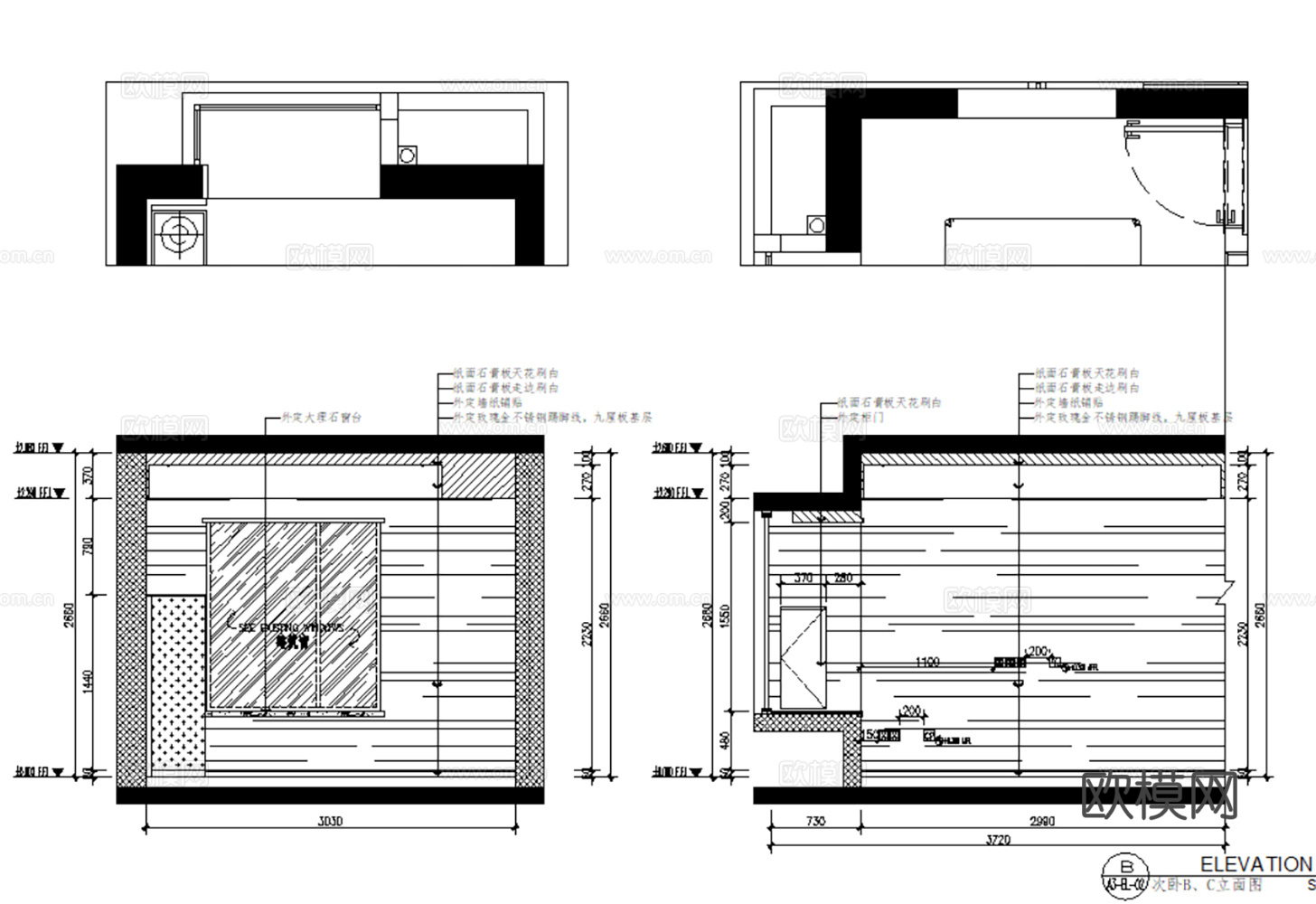 10现代简约轻奢风格大平层样板间别墅复式CAD施工图附效果图cad施工图