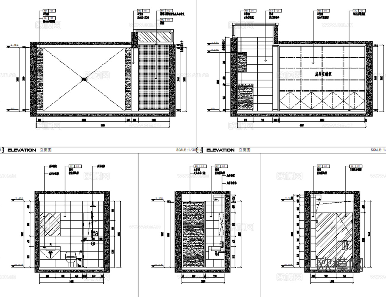 10套现代轻奢简约风格样板间大平层别墅复式CAD施工图附效果cad施工图