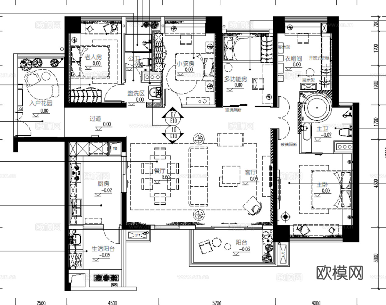 10轻奢现代简约风格样板间别墅大平层住宅CAD附效果图实景图cad施工图
