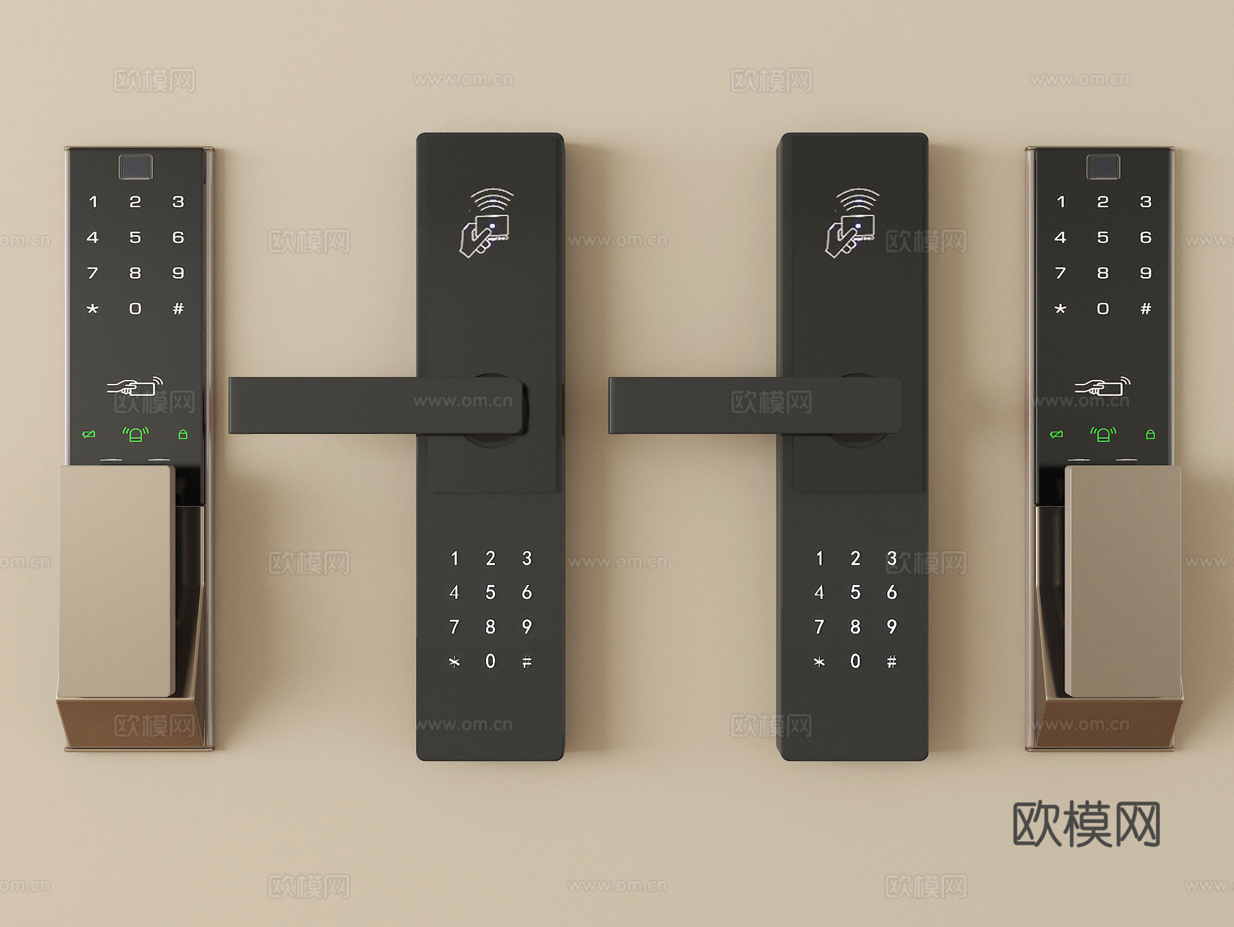 现代指纹锁 智能锁 密码锁su模型