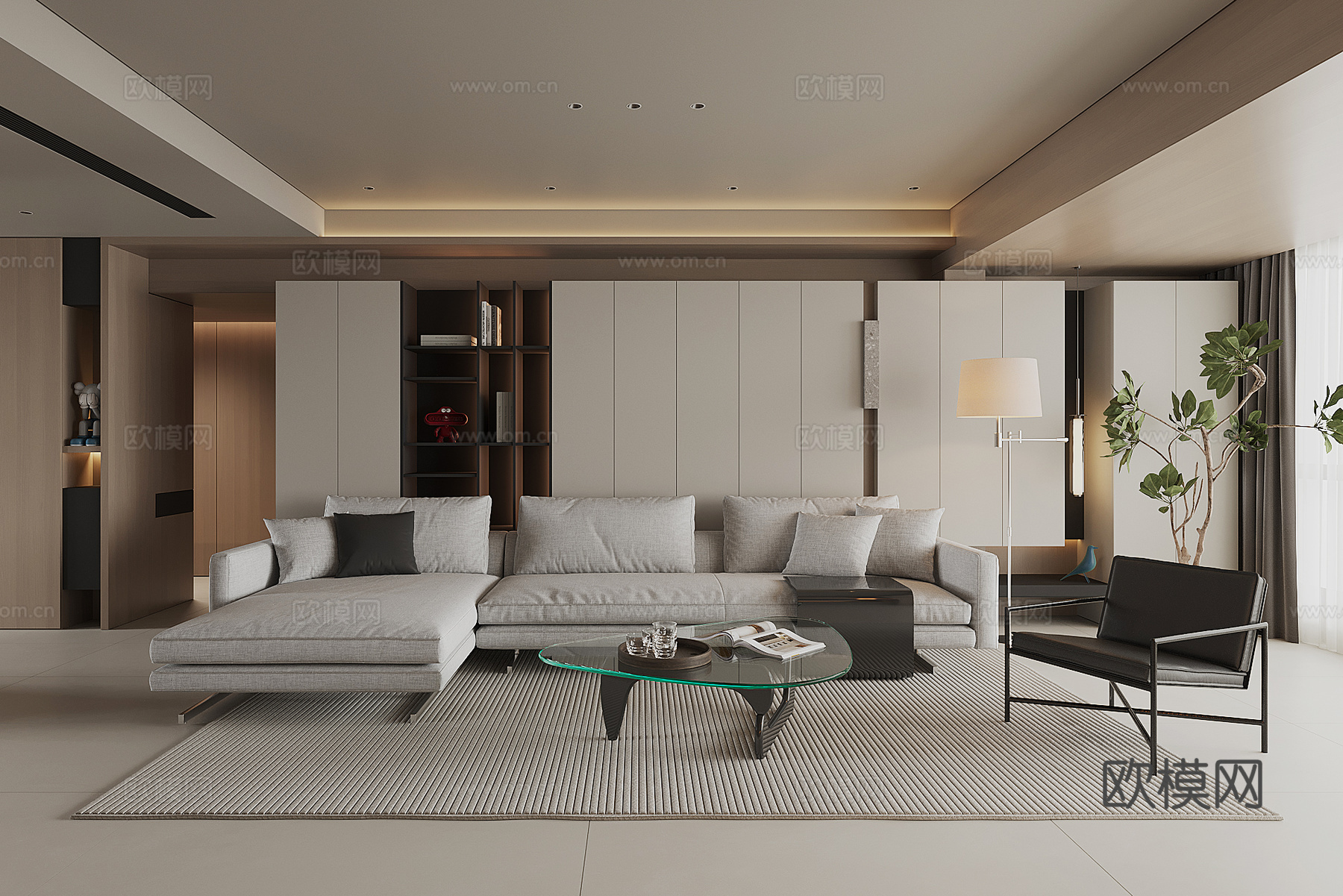 现代家居客厅su模型