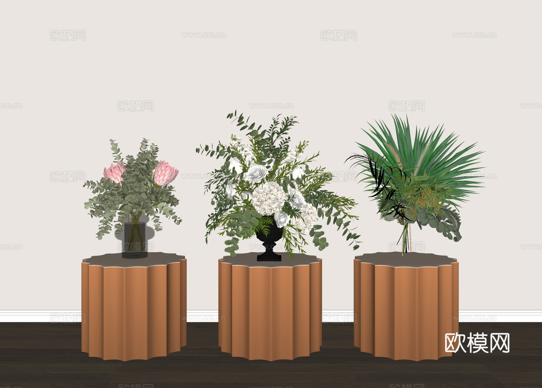 花艺装饰 轻奢花束 现代花架 客厅装饰花 自然风花艺su模型