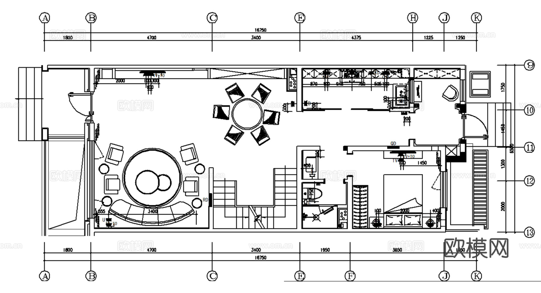 10轻奢现代简约风格样板间别墅大平层住宅CAD附效果图实景图cad施工图