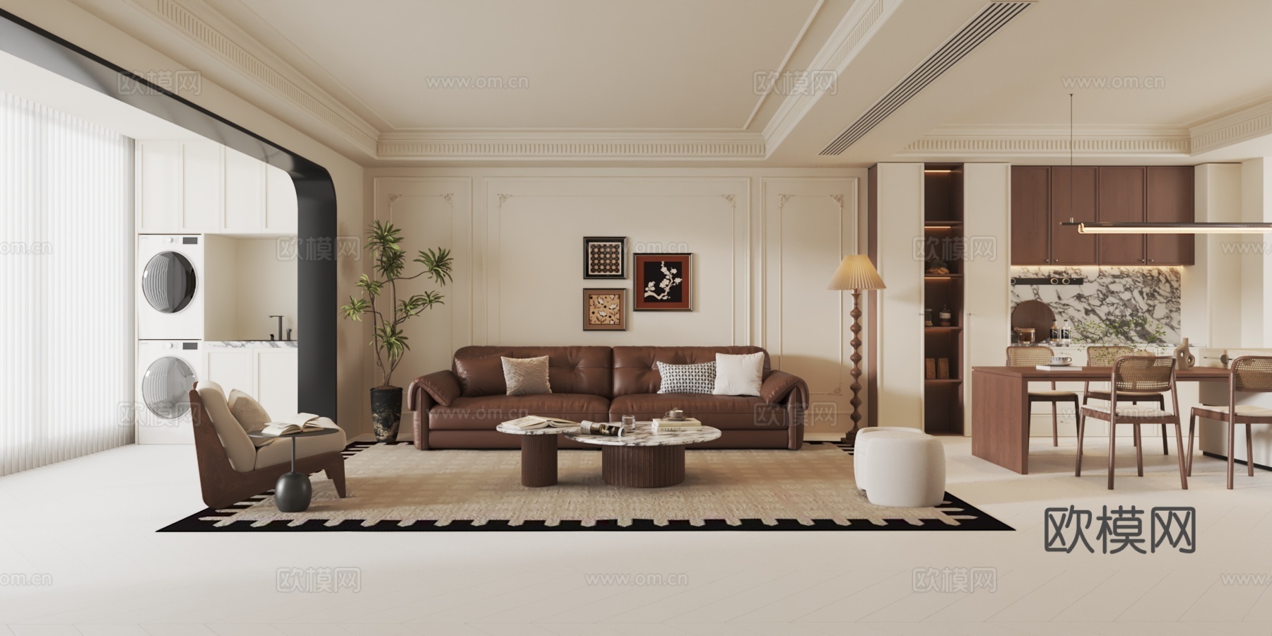 中古风客餐厅3d模型下载