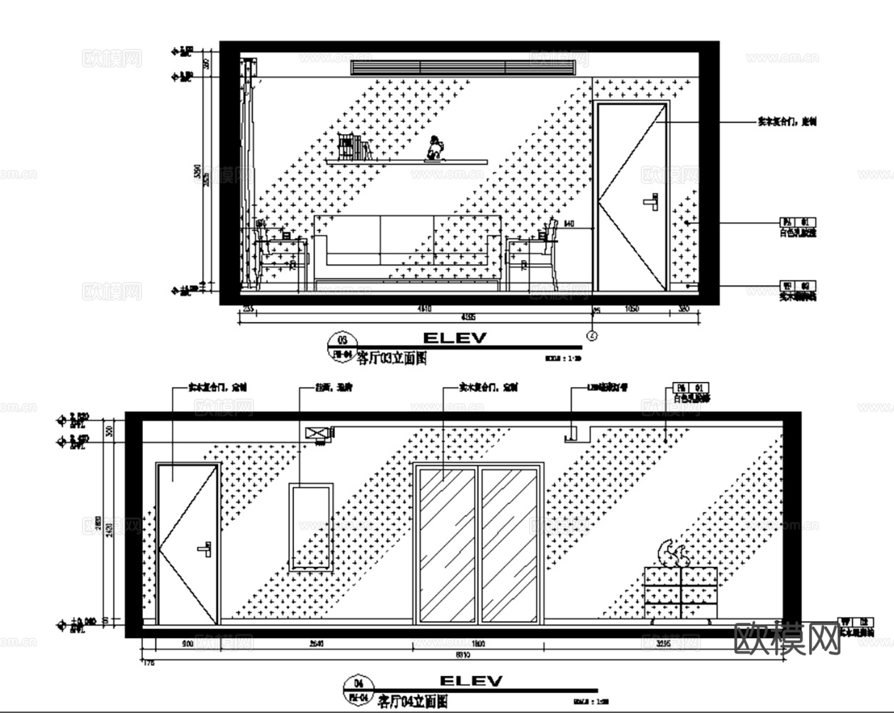 10套现代简约轻奢极简风格样板间大平层家装CAD施工图附效果cad施工图