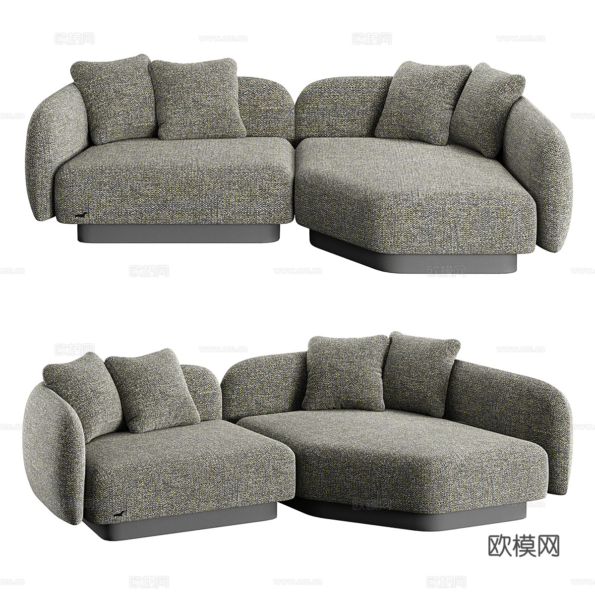 三人沙发3d模型下载