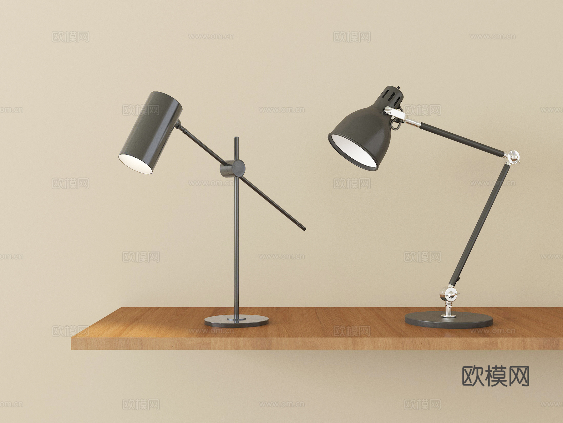 现代台灯组合 金属台灯 阅读灯su模型