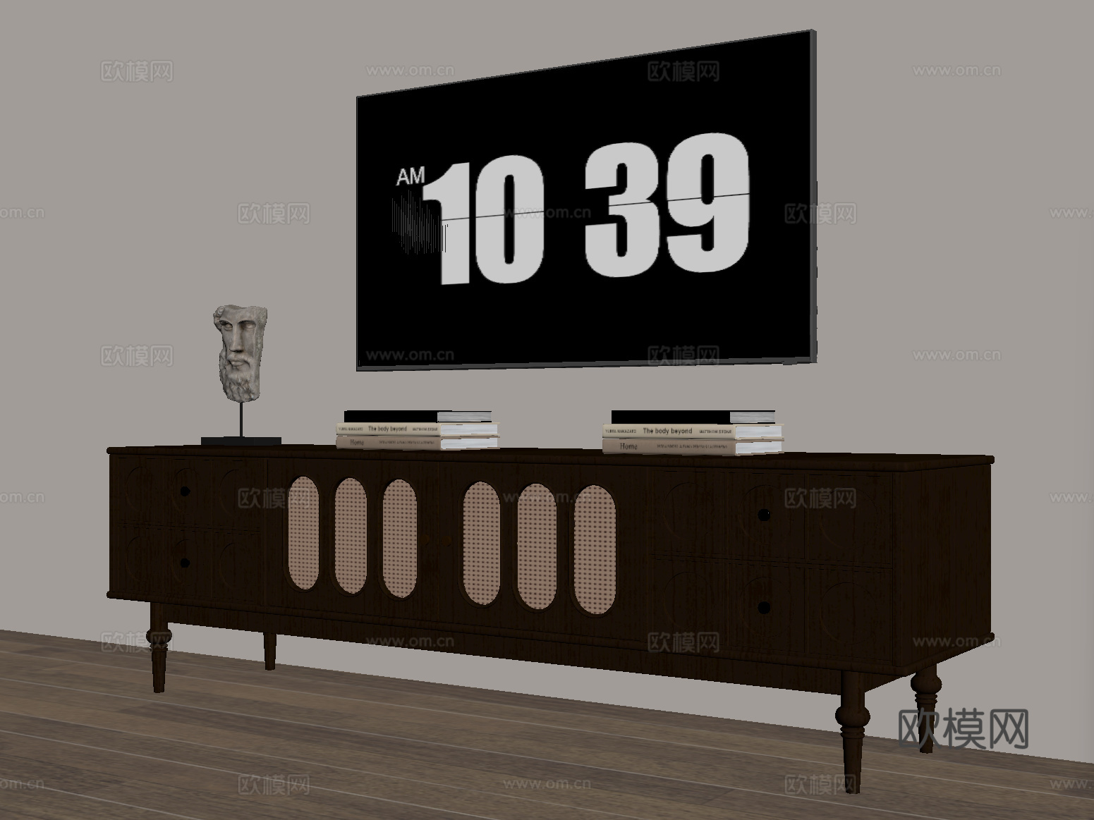 法式复古风电视柜 电视 摆件su模型