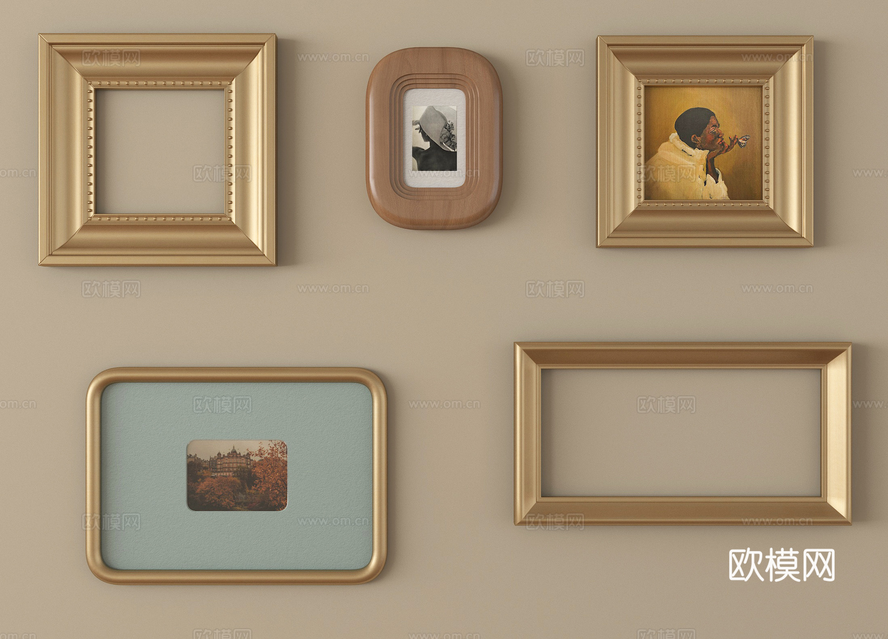 法式相框 装饰画框 镜框su模型