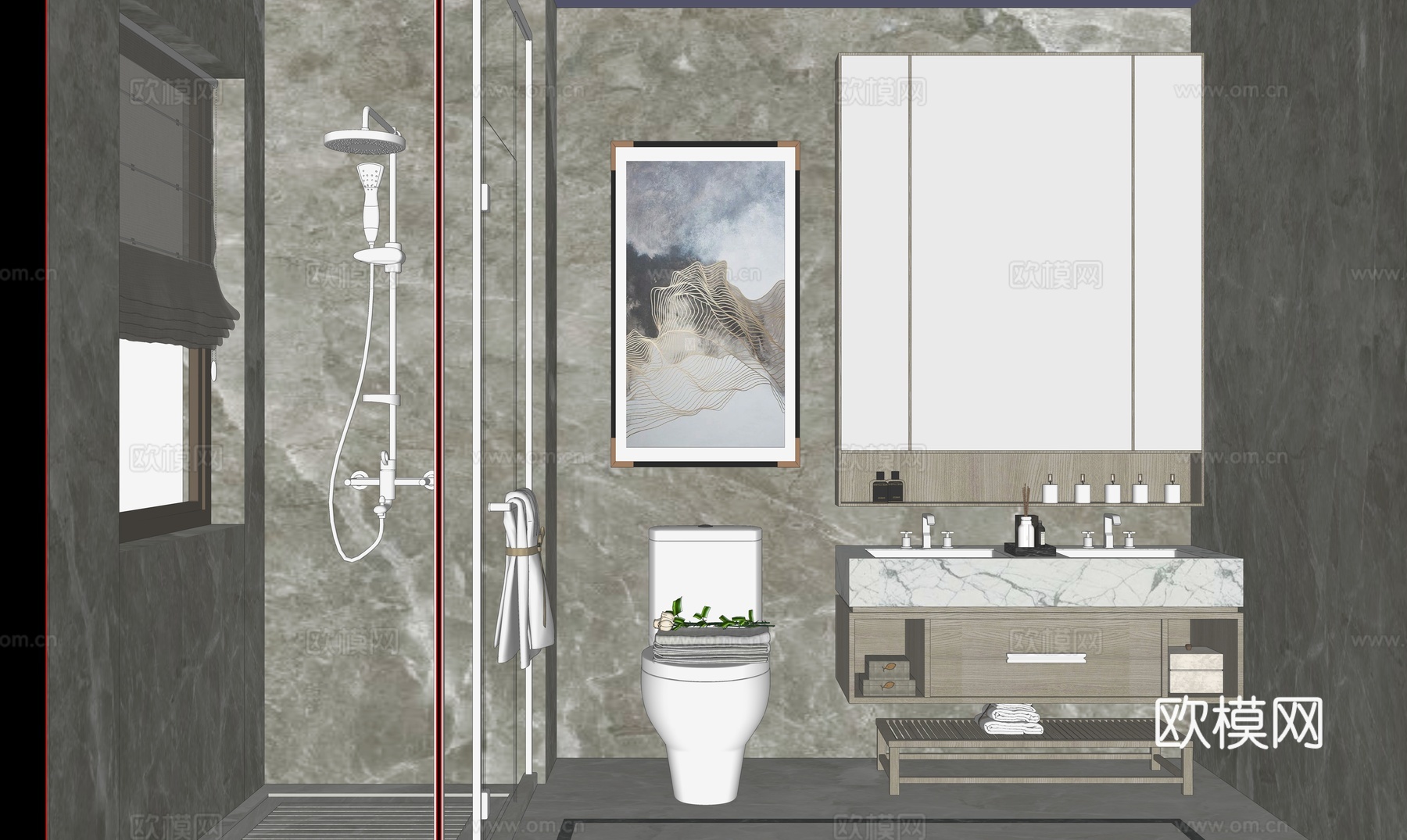 现代洗手间su模型
