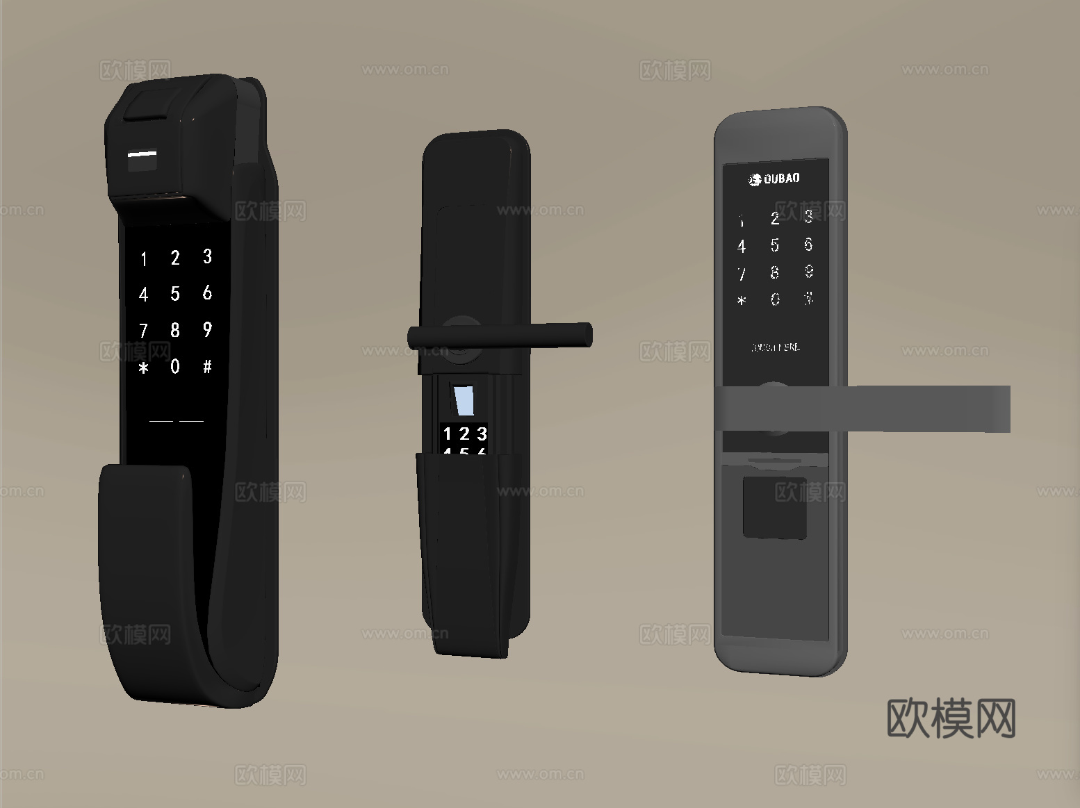 现代指纹锁 智能锁 密码锁su模型
