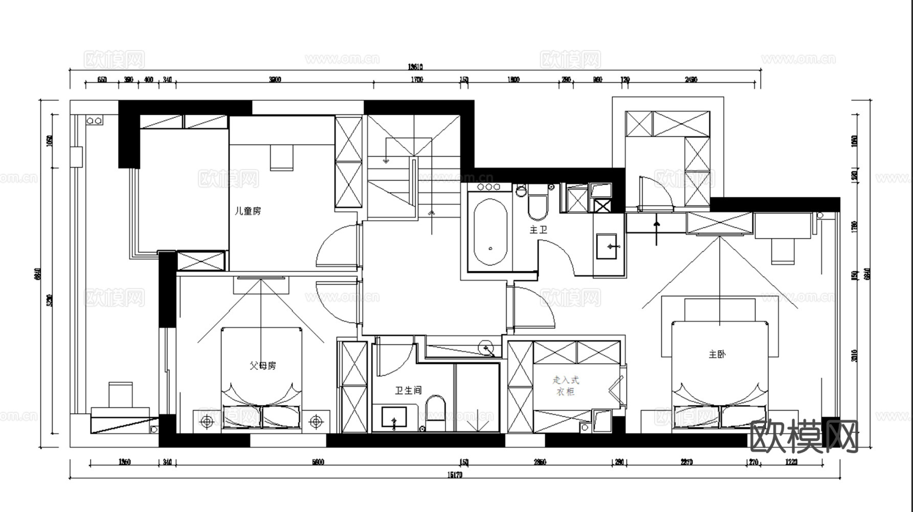 10现代简约轻奢风格大平层样板间别墅复式CAD施工图附效果图cad施工图