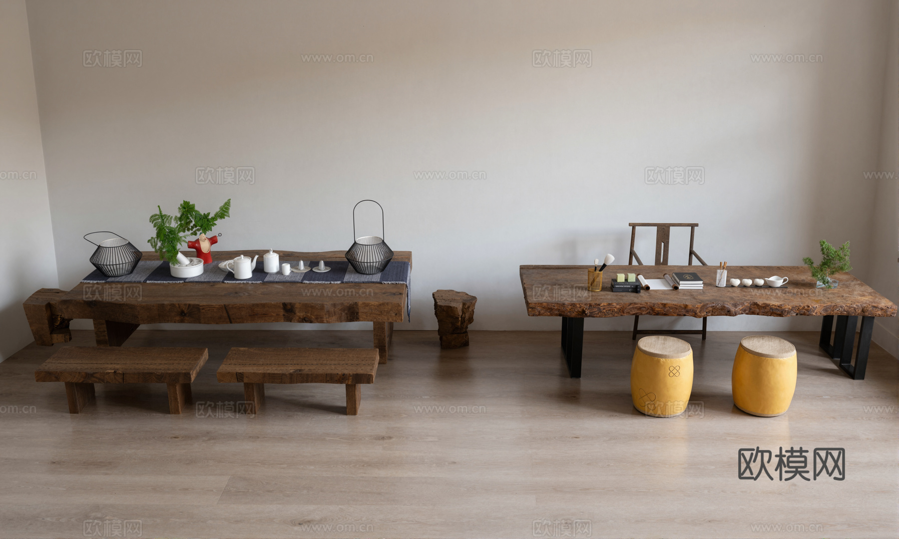 经典茶桌椅组合su模型