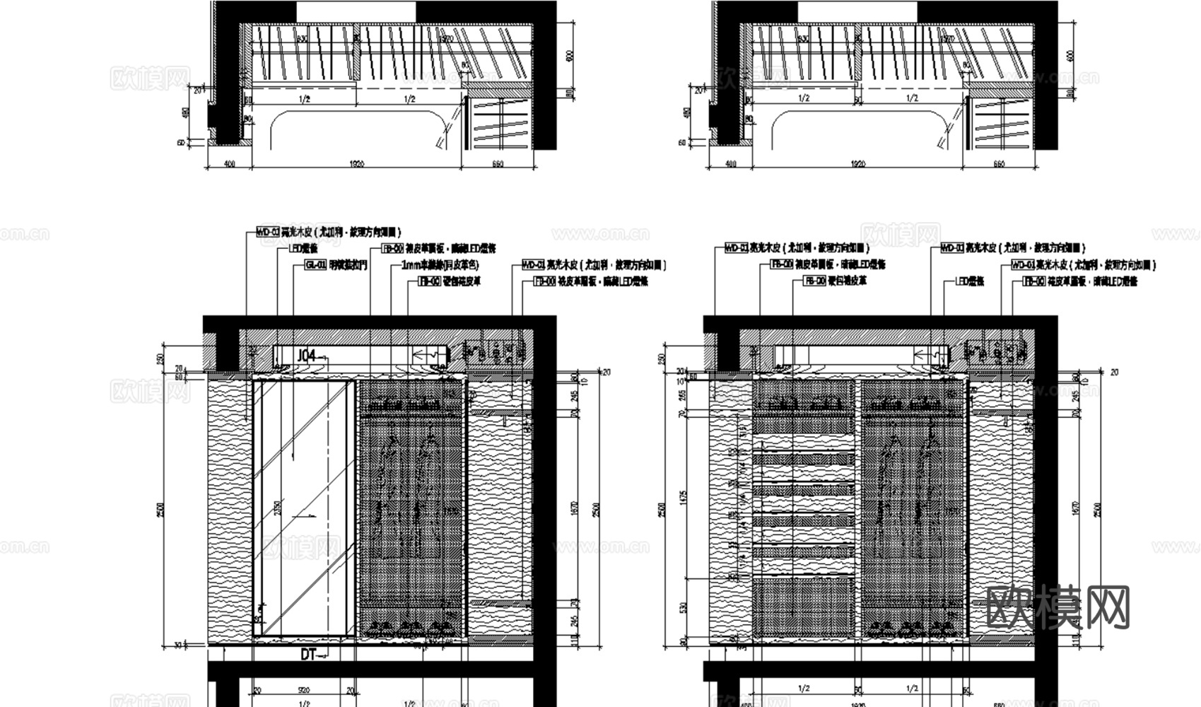 10轻奢现代简约风格样板间别墅大平层住宅CAD附效果图实景图cad施工图