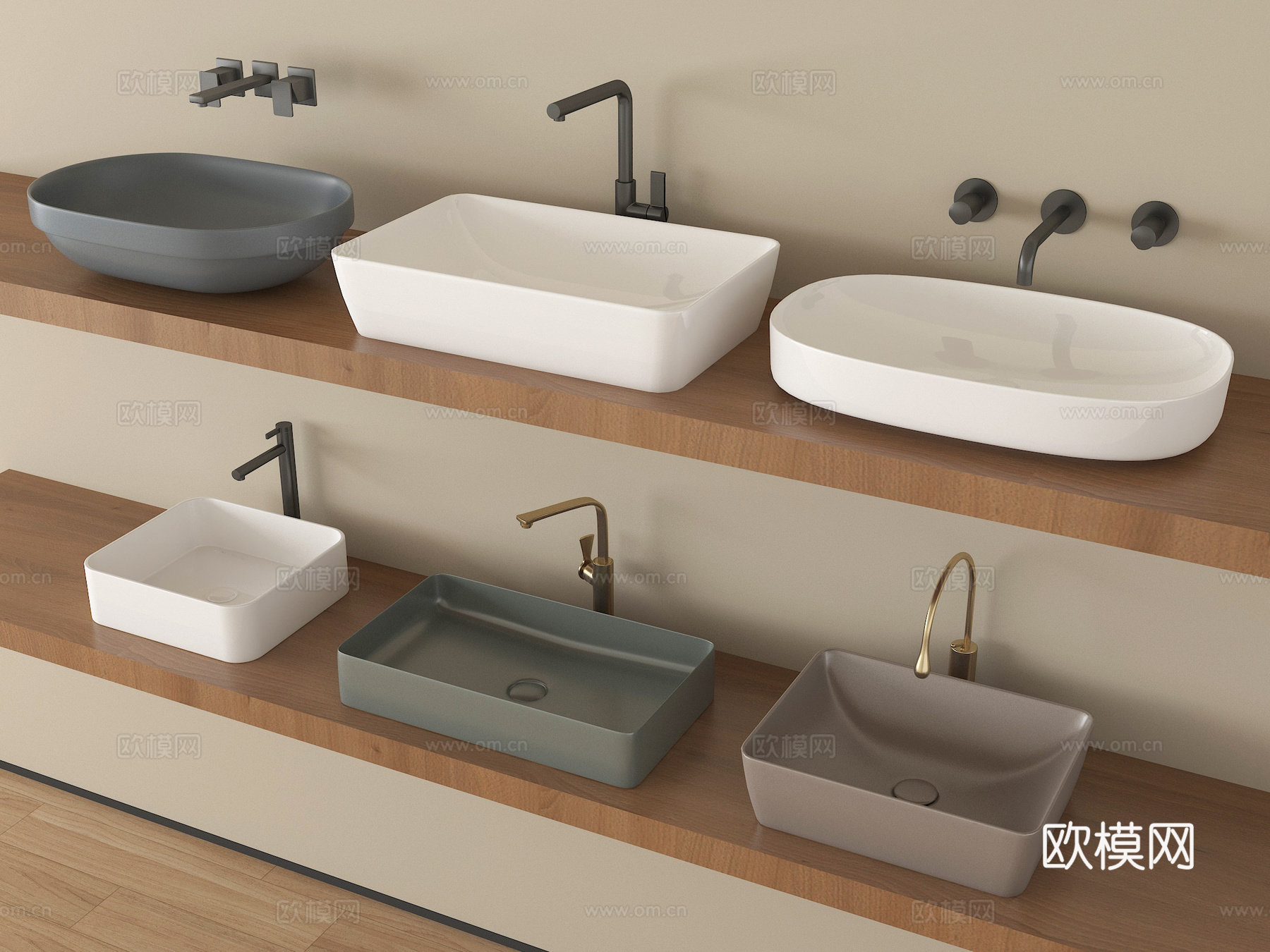 现代陶瓷台盆 台上盆 洗手洗脸盆su模型