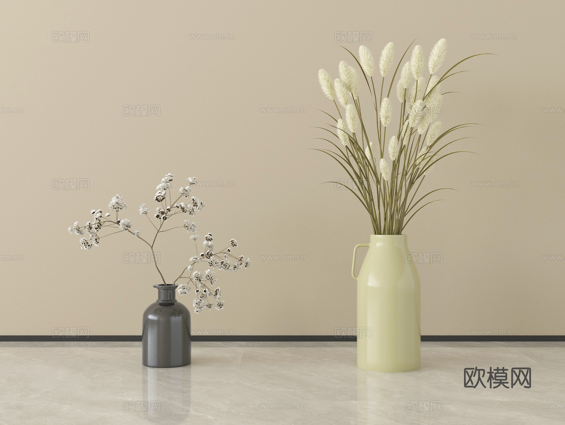 现代花瓶饰品摆件组合 花瓶 花艺su模型