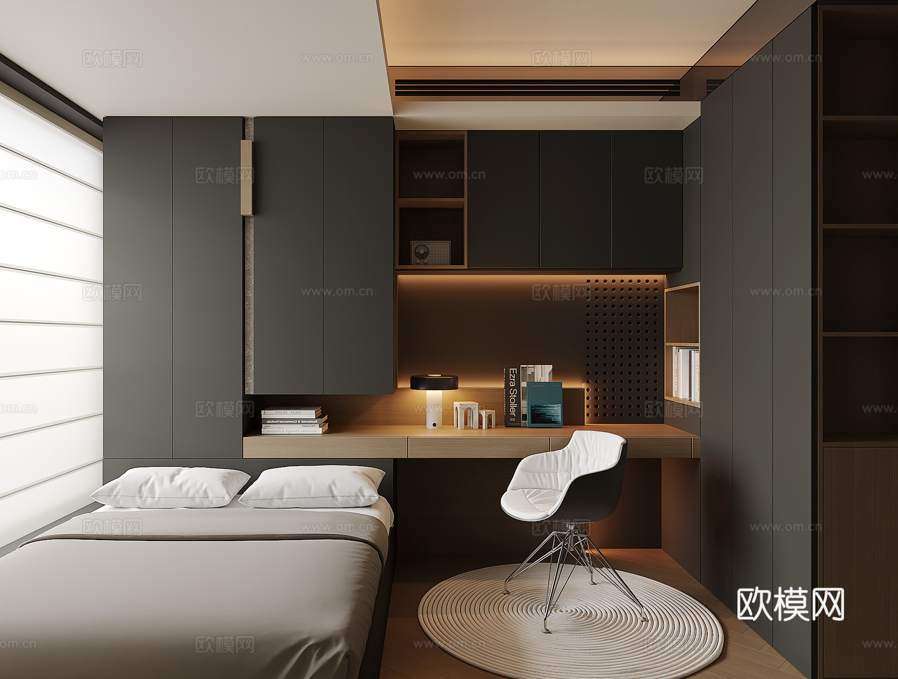 现代榻榻米卧室su模型