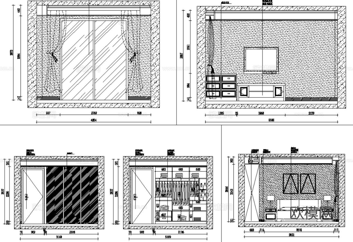10套美式古典风格样板间平层大户型小户型CAD施工图附效果图cad施工图