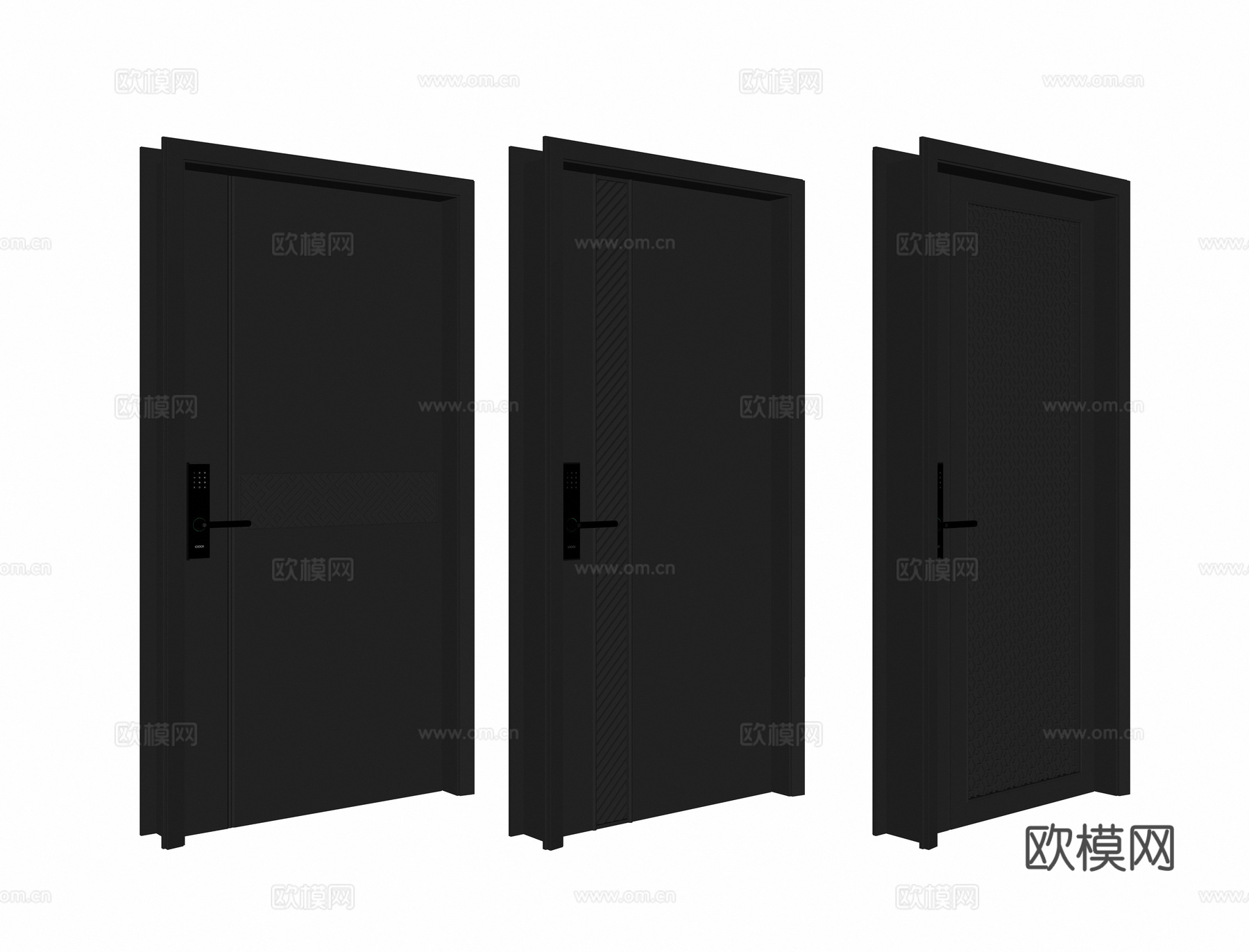 现代入户防盗门su模型