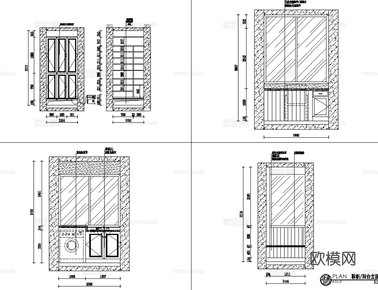 10套美式古典风格样板间平层大户型小户型CAD施工图附效果图cad施工图