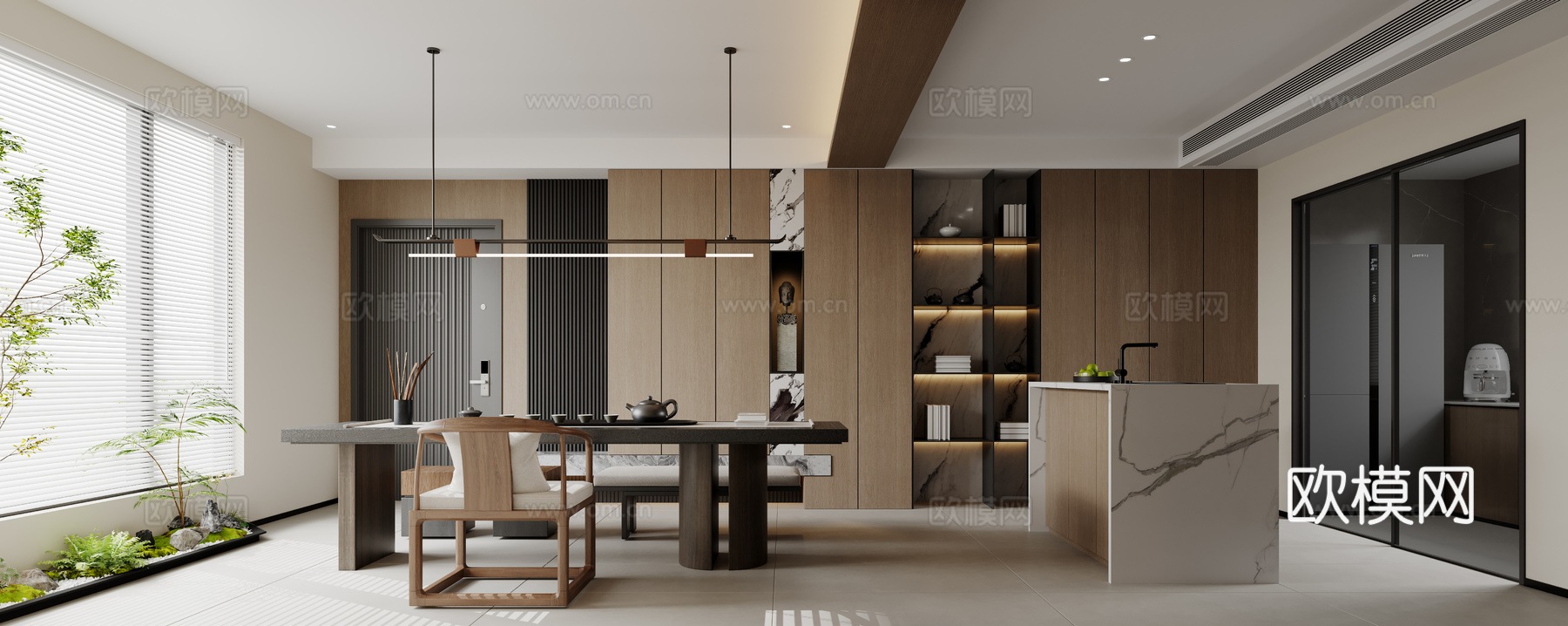 新中式棋牌室3d模型下载（渲染图4）