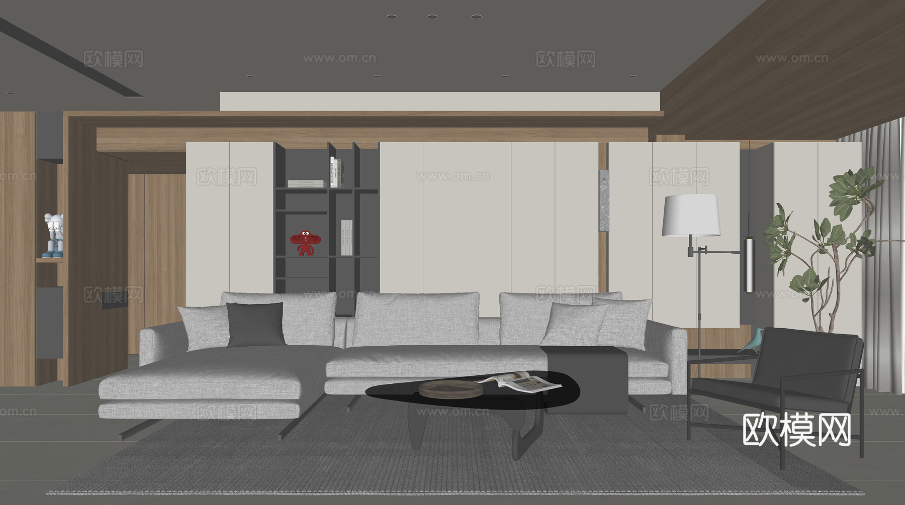 现代家居客厅su模型