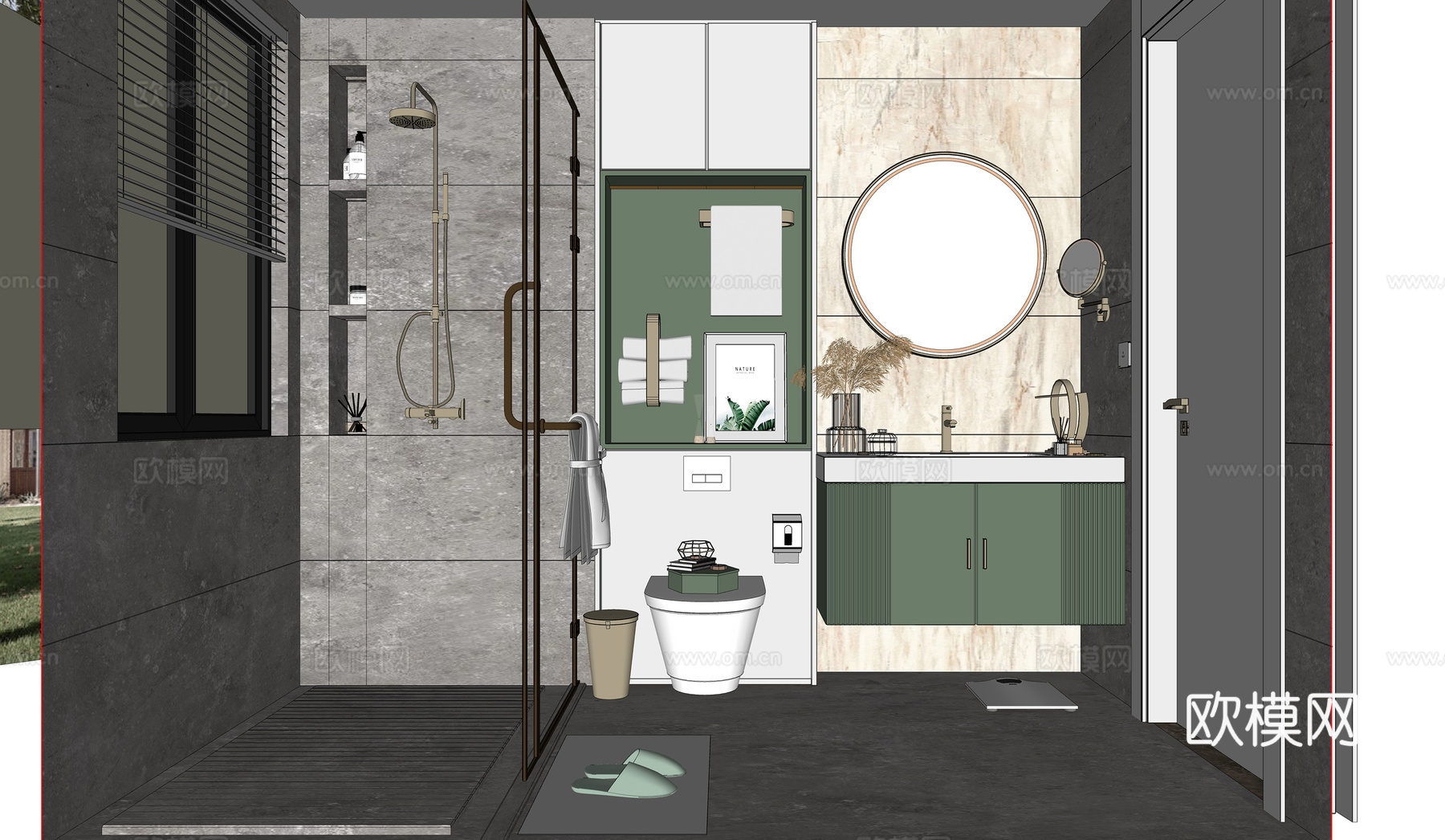 现代家居卫生间su模型下载（渲染图2）