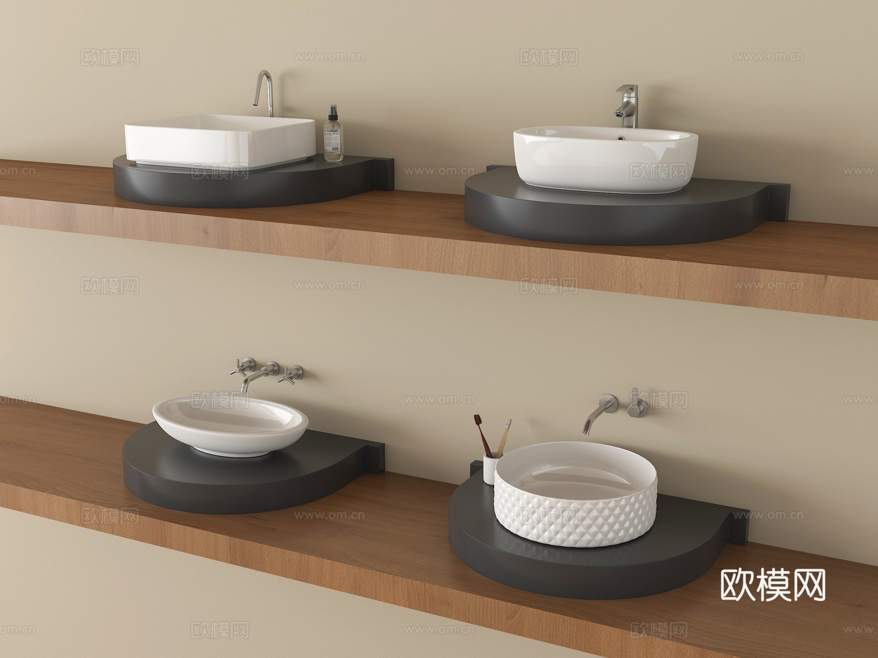 现代陶瓷台盆 台上盆 洗手洗脸盆 水槽su模型