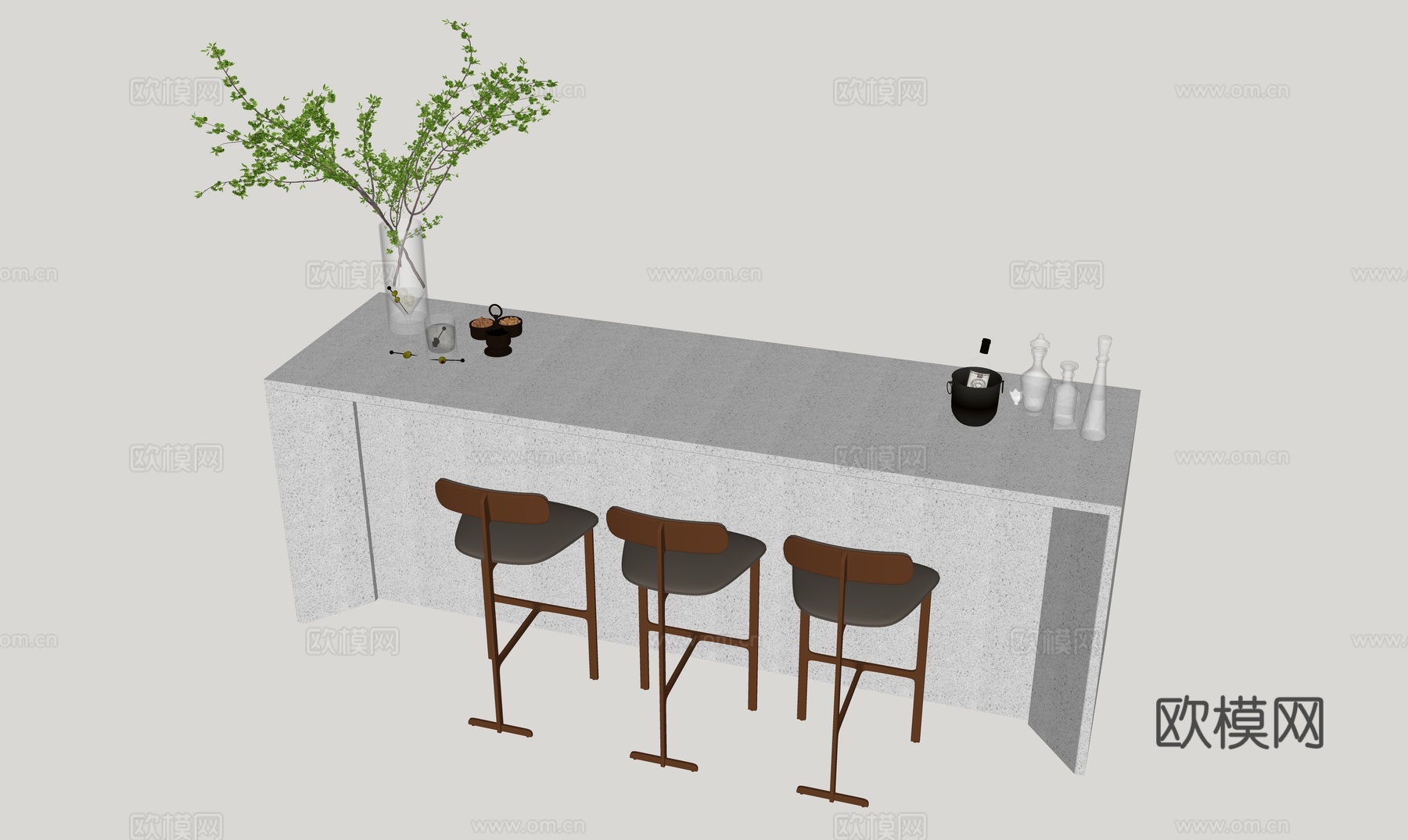 现代水吧台su模型