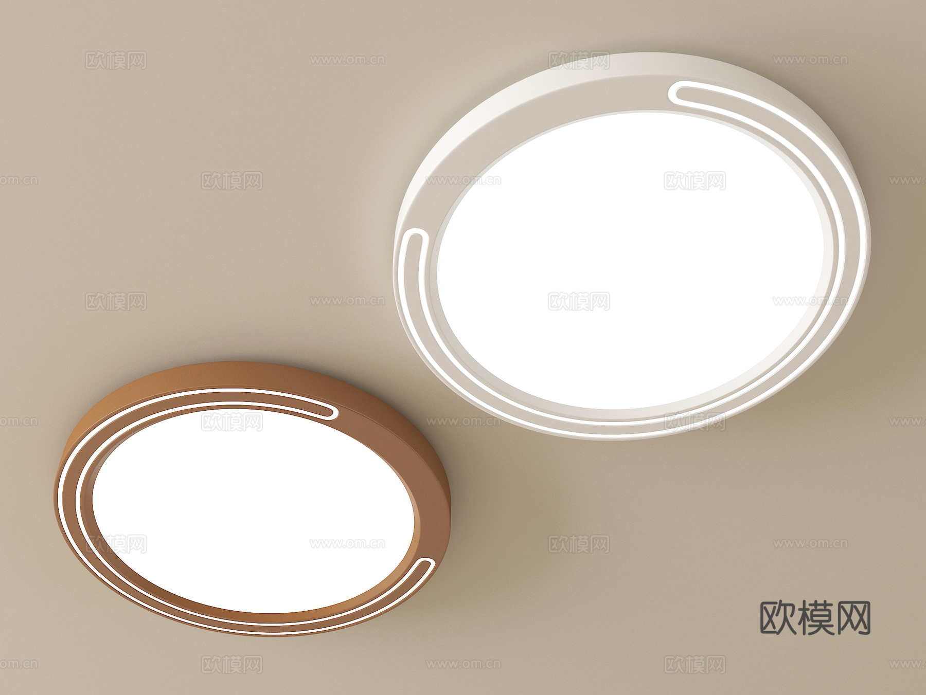 现代中古风吸顶灯su模型