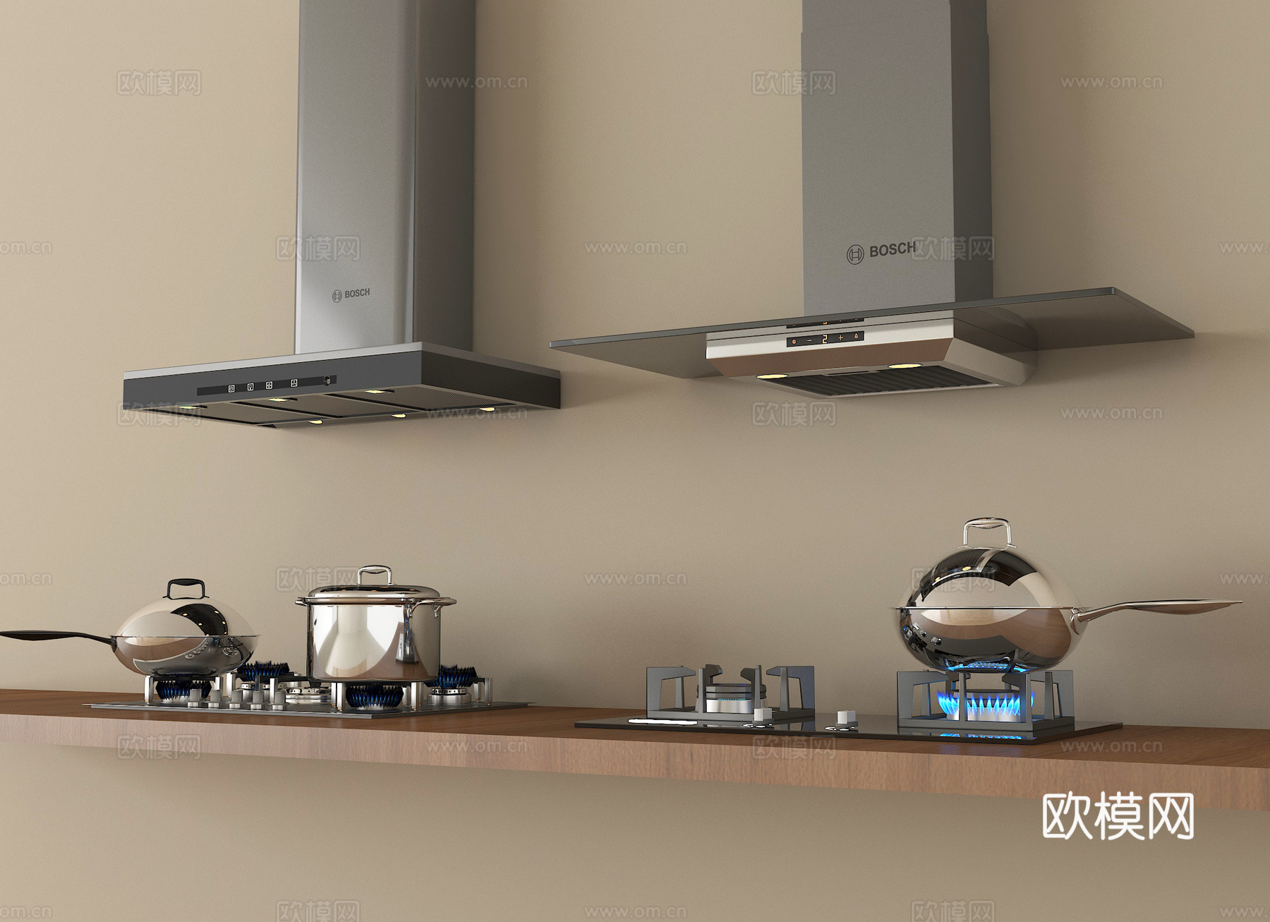 现代油烟机 燃气灶 灶具 炉具su模型