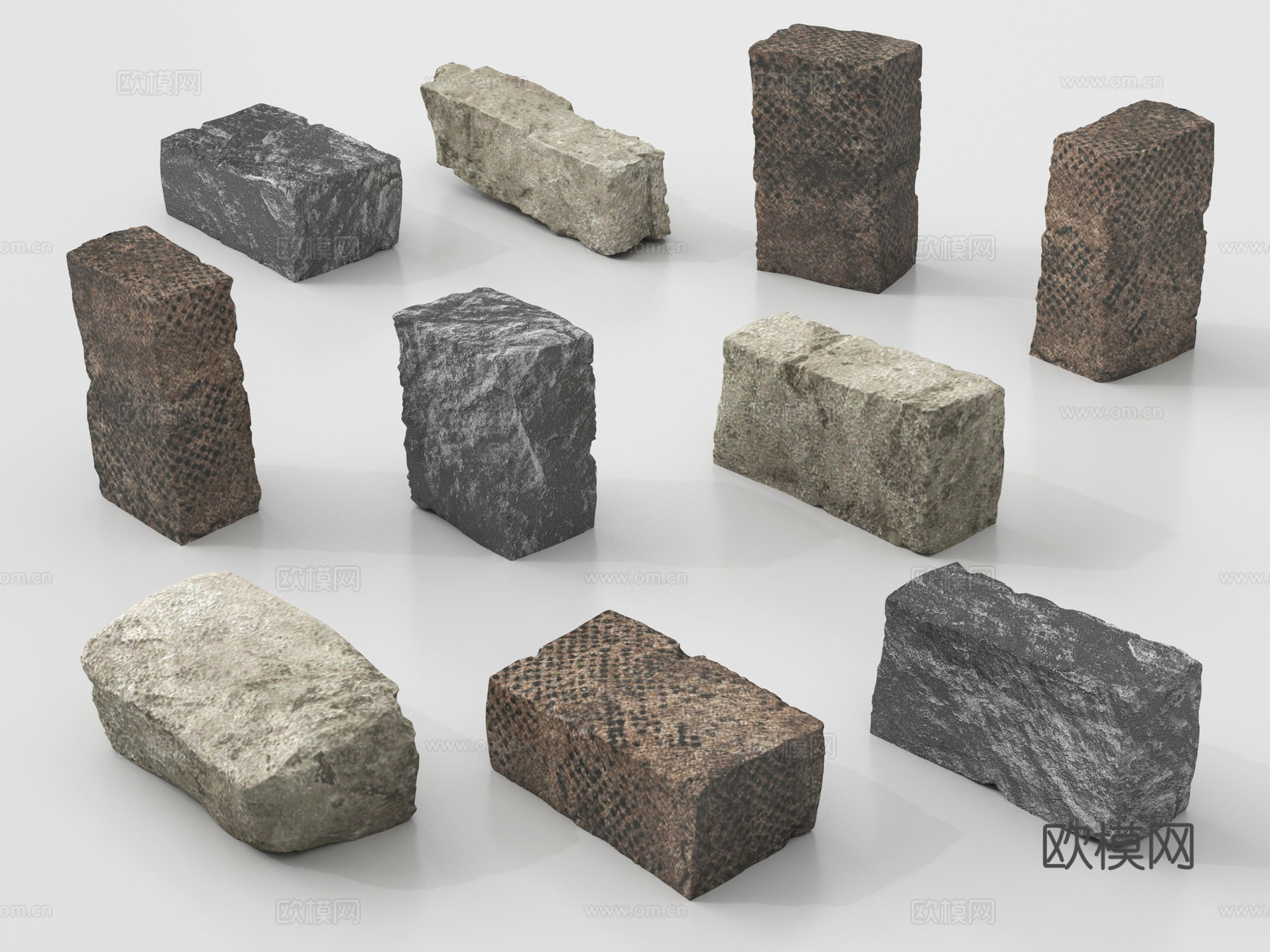 现代石头 砖块 石砖砖头方石su模型下载（渲染图1）