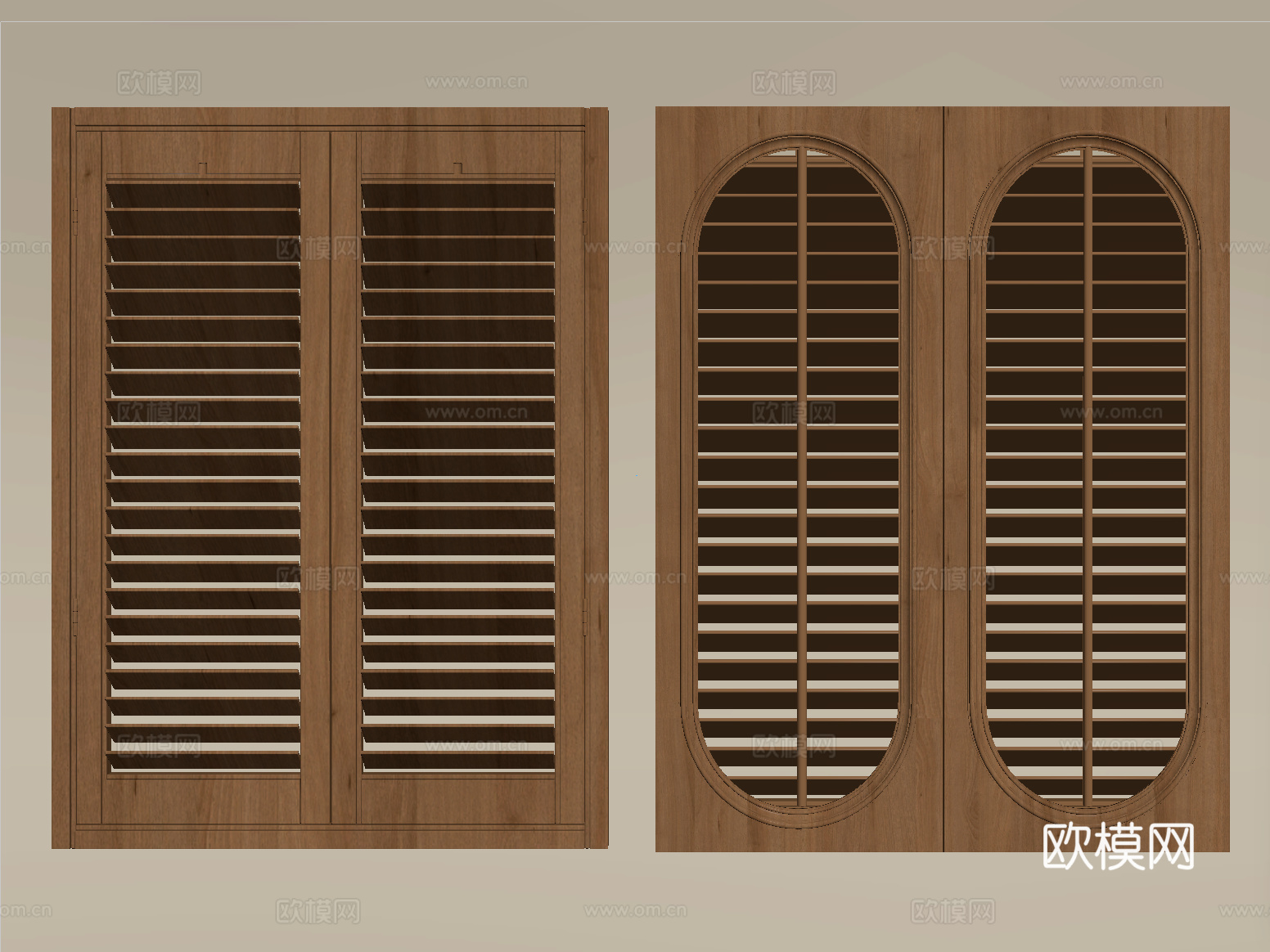 中古风衣柜门 百叶门 门板 家具门su模型