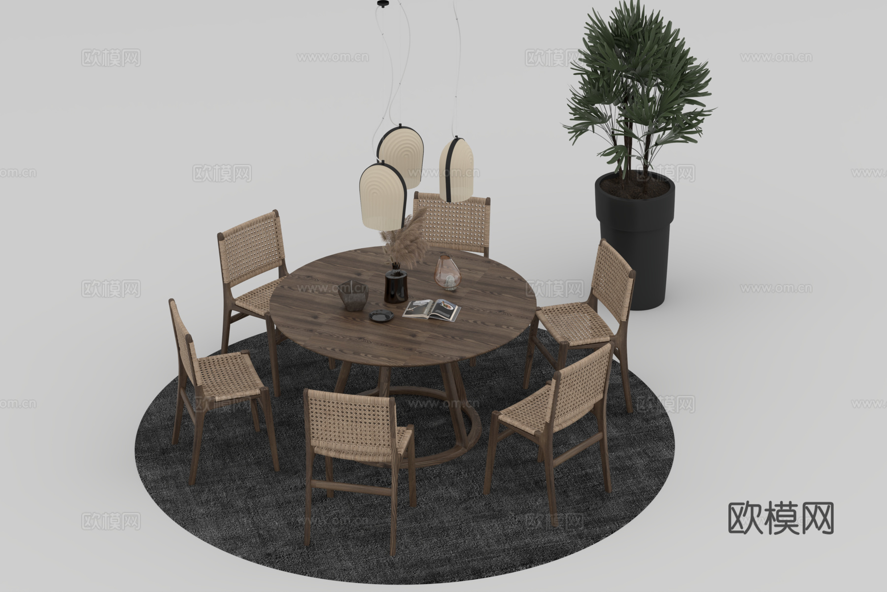 餐桌组合3d模型下载