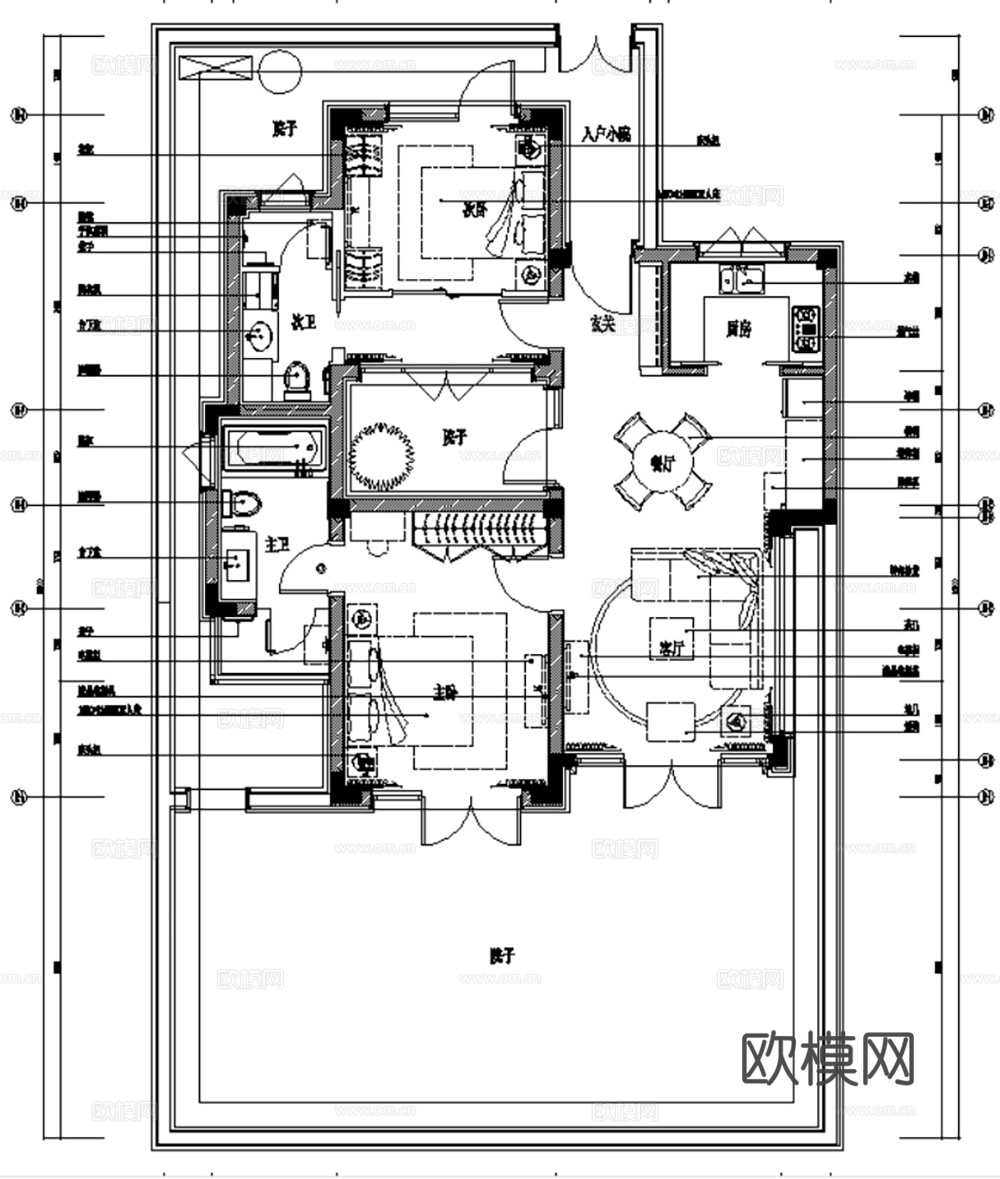 10套新中式风格别墅大平层洋房复式样板间CAD施工图加实景图cad施工图