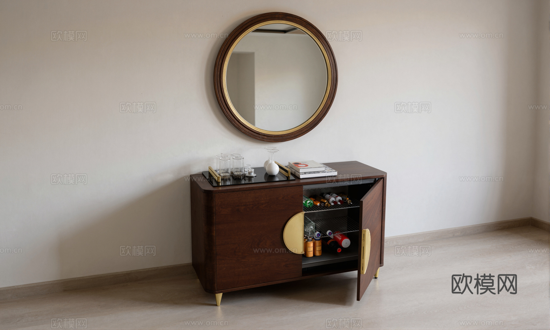 新中式浴室柜洗手盆su模型